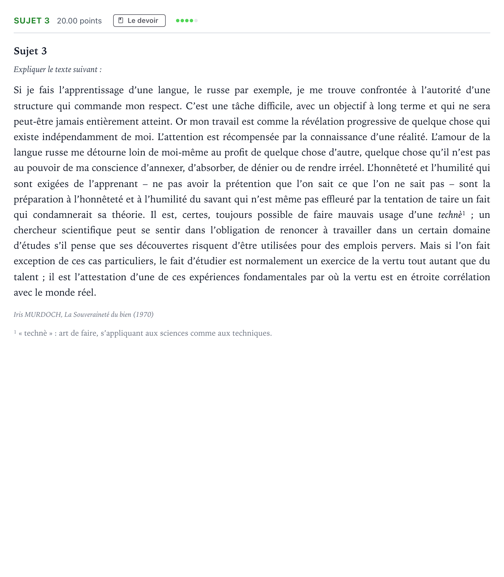 Énoncé: Sujet 3 · Bac Philosophie Antilles-Guyane session normale 2026