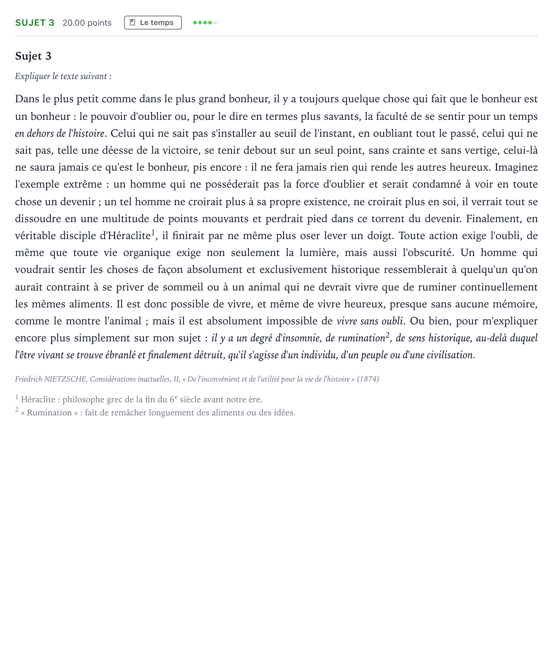Énoncé: Sujet 3 · Bac Philosophie Métropole Secours 2026