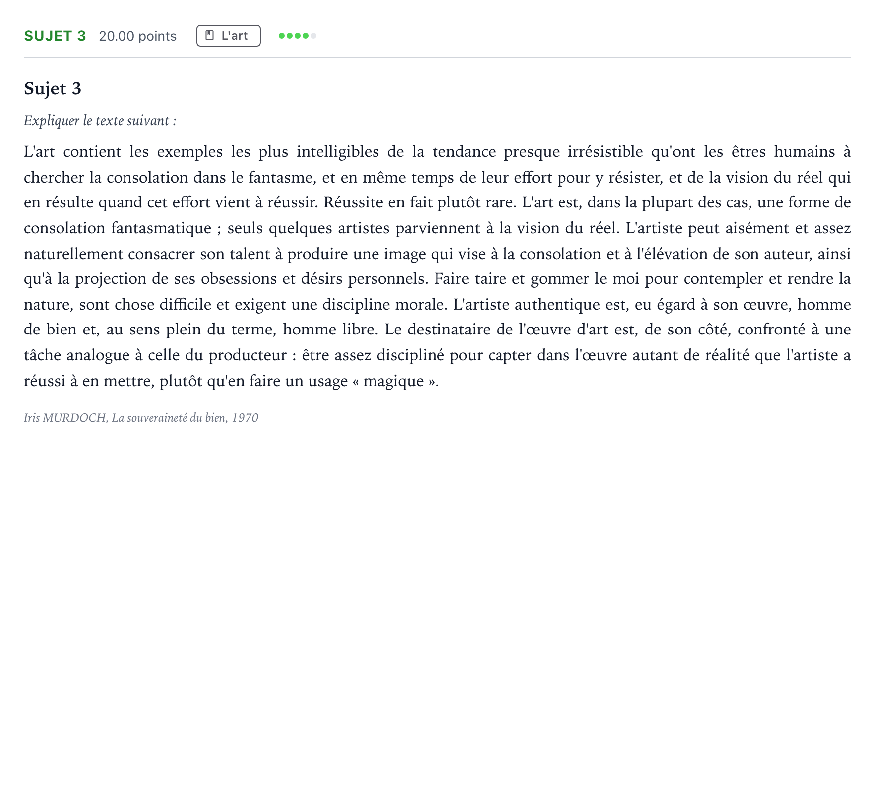 Énoncé: Sujet 3 · Bac Philosophie Polynésie session normale 2026