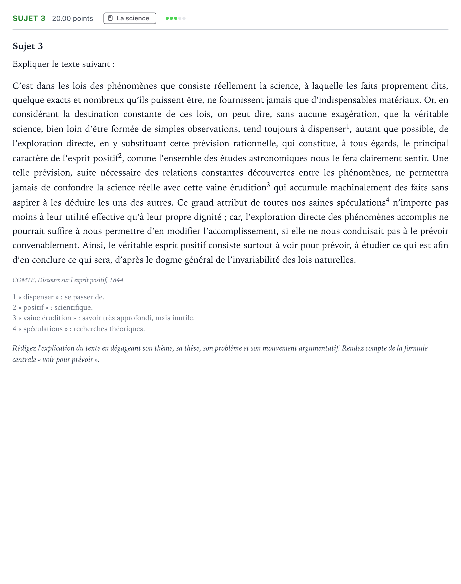 Énoncé: Sujet 3 · Bac Philosophie Polynésie remplacement 2026