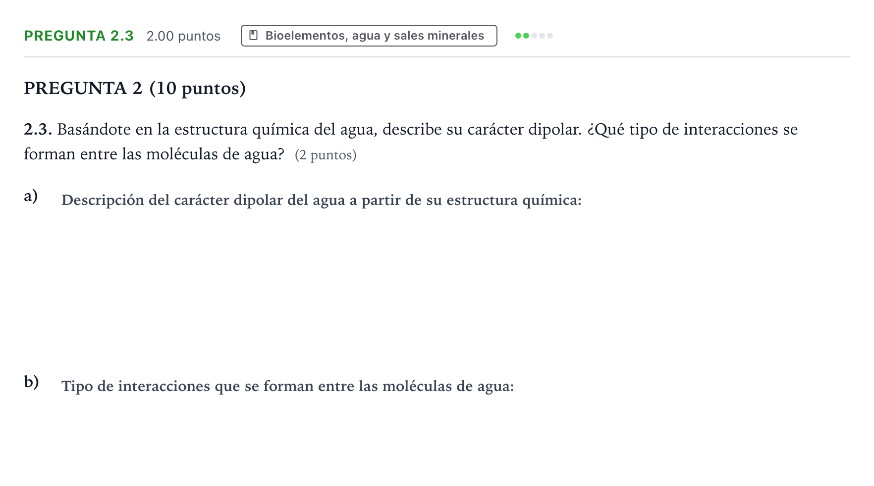 Enunciado: Pregunta 2.3 - Bioelementos, agua y sales mineral… · Biología PAU Valencia Ordinaria 2021