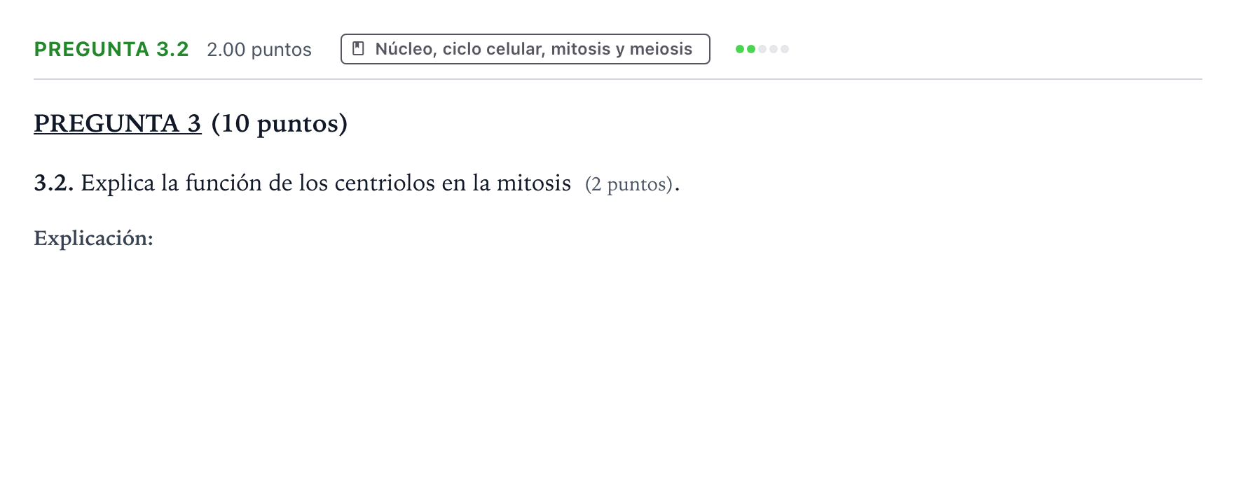 Enunciado: Pregunta 3.2 - Núcleo, ciclo celular, mitosis y m… · Biología PAU Valencia Ordinaria 2021