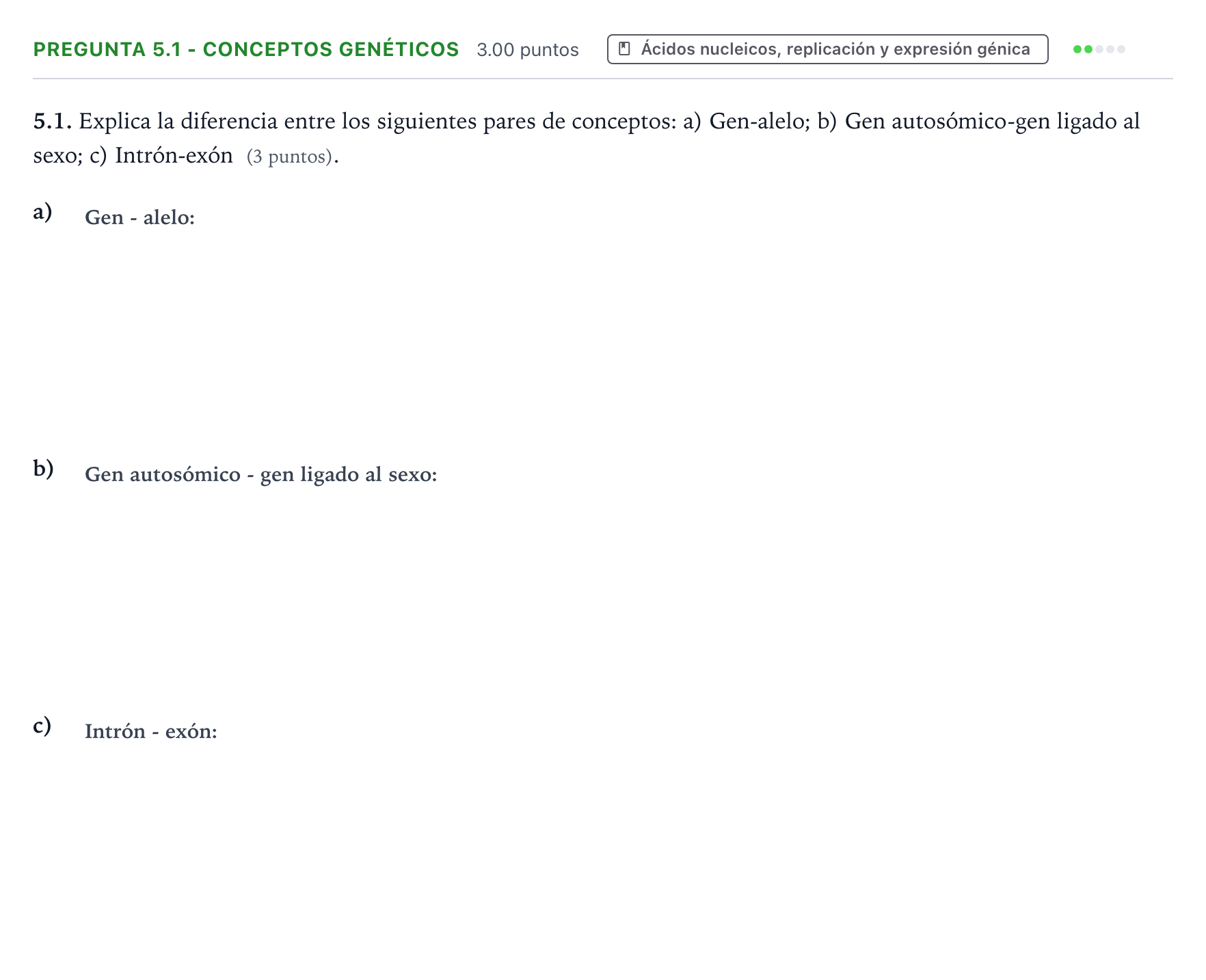 Enunciado: Pregunta 5.1 - Conceptos genéticos · Biología PAU Valencia Ordinaria 2021