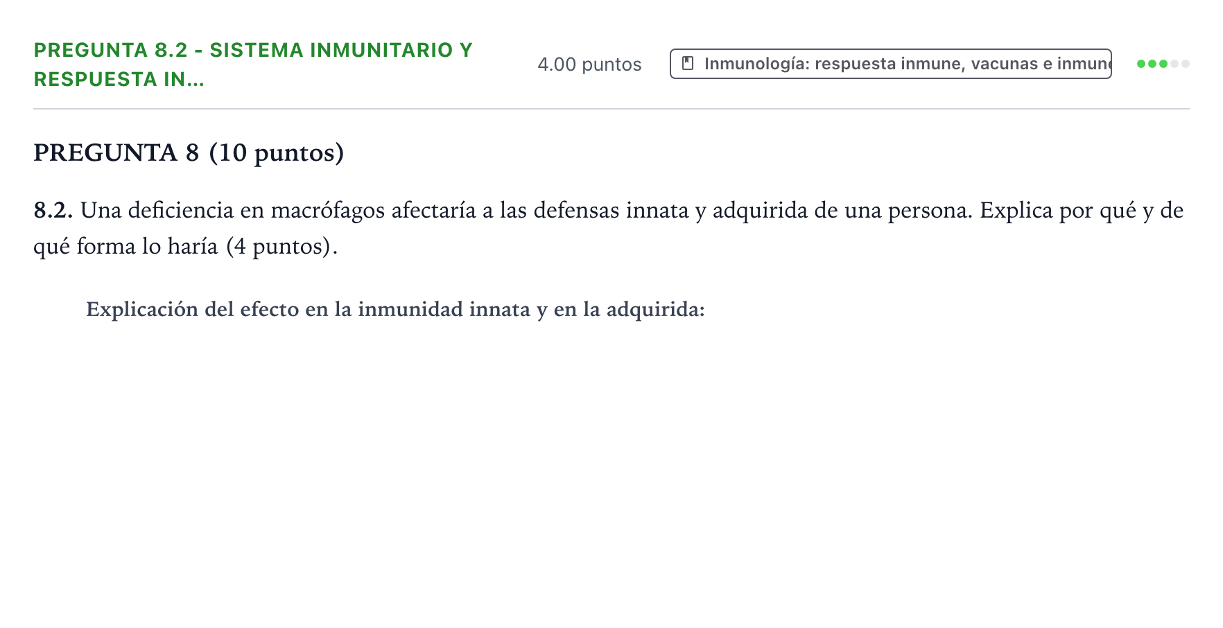 Enunciado: Pregunta 8.2 - Sistema inmunitario y respuesta in… · Biología PAU Valencia Ordinaria 2021