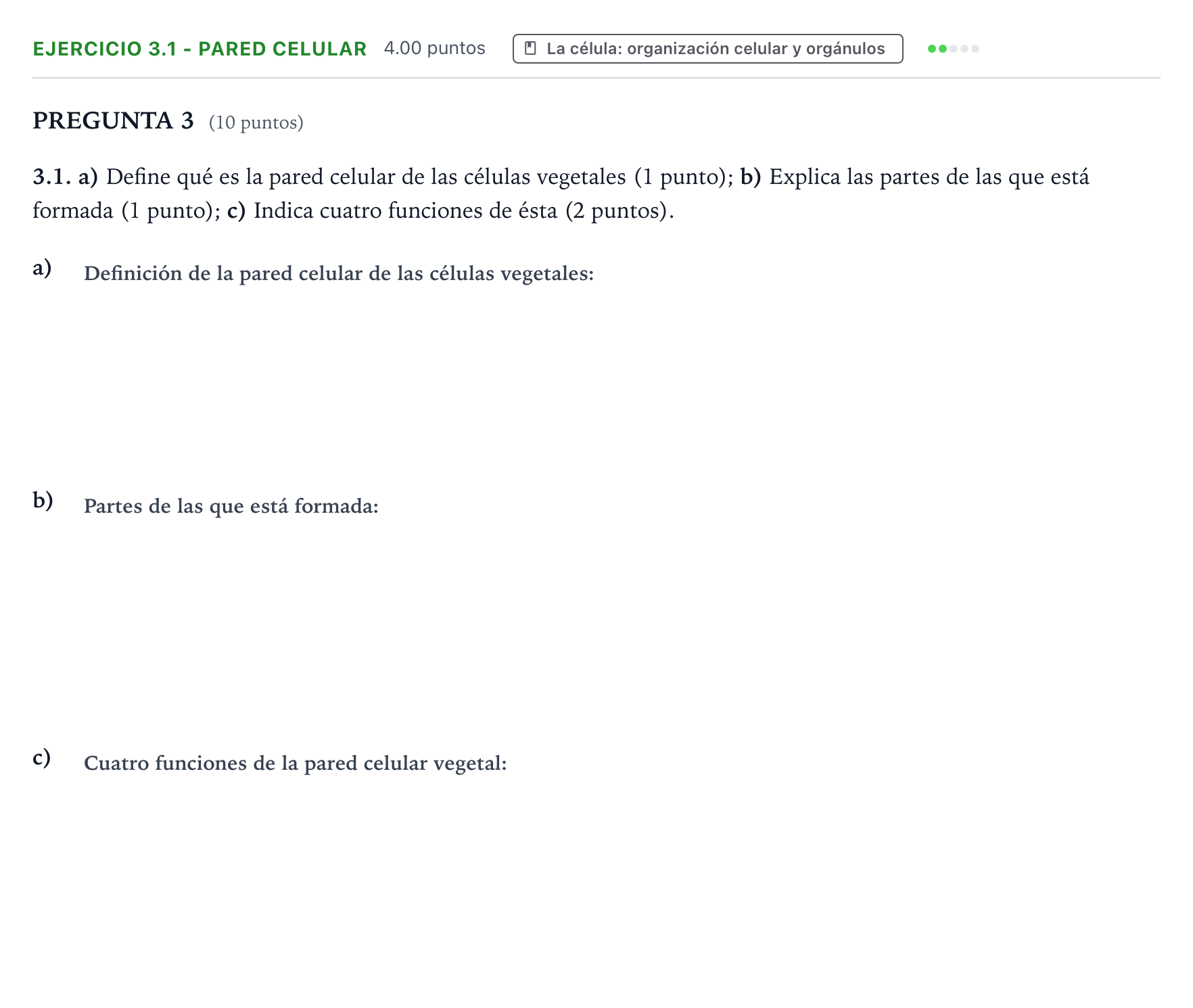 Enunciado: Ejercicio 3.1 - Pared celular · Biología PAU Valencia Extraordinaria 2021