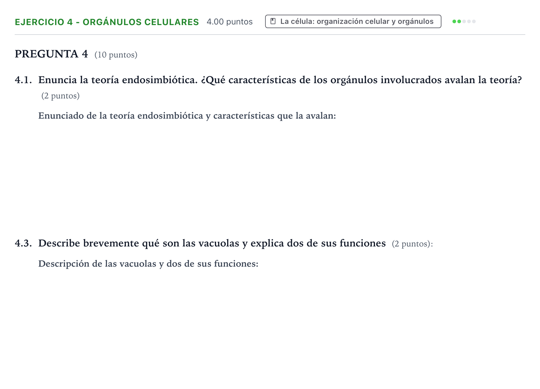 Enunciado: Ejercicio 4 - Orgánulos celulares · Biología PAU Valencia Extraordinaria 2021