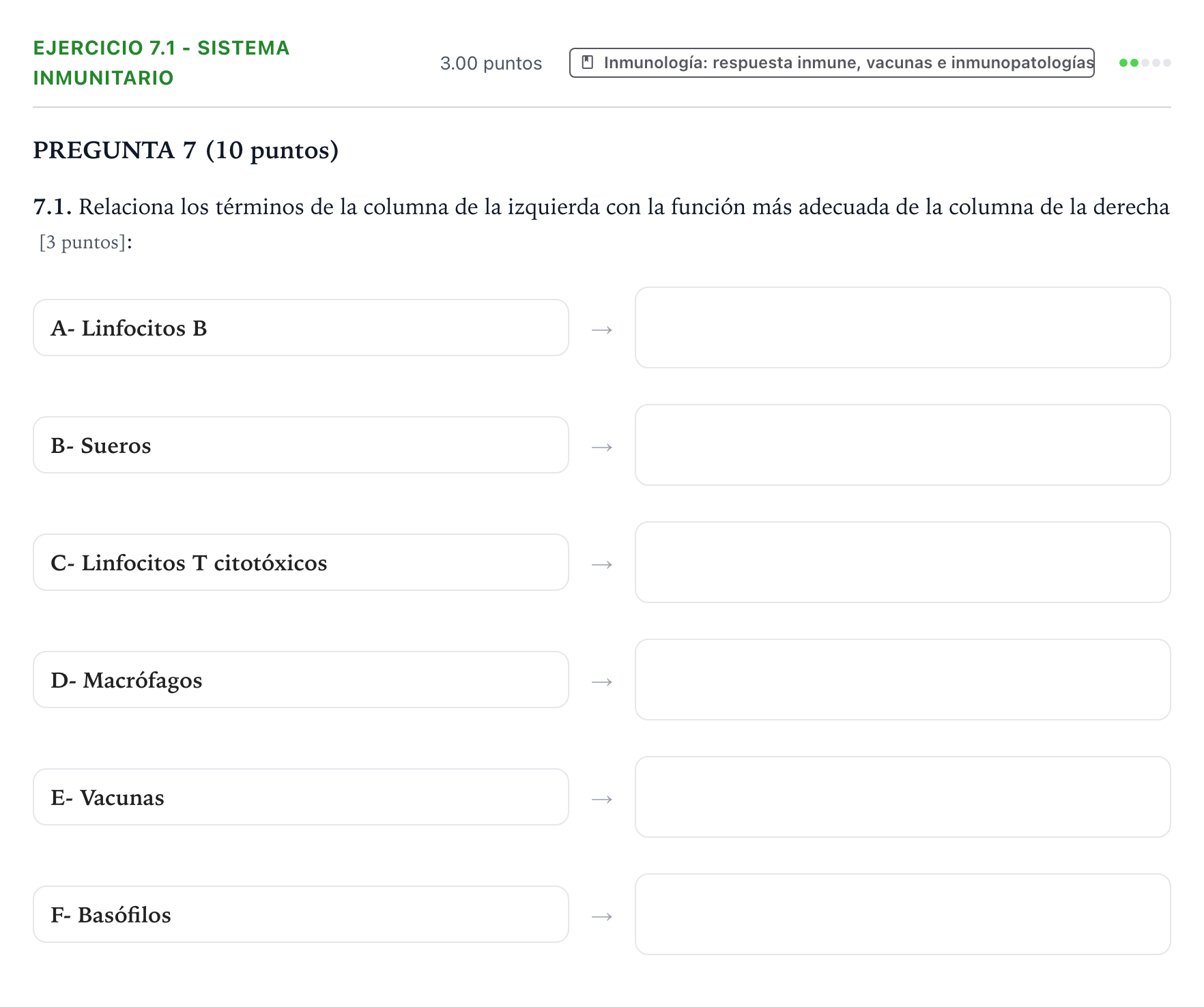 Enunciado: Ejercicio 7.1 - Sistema inmunitario · Biología PAU Valencia Extraordinaria 2021
