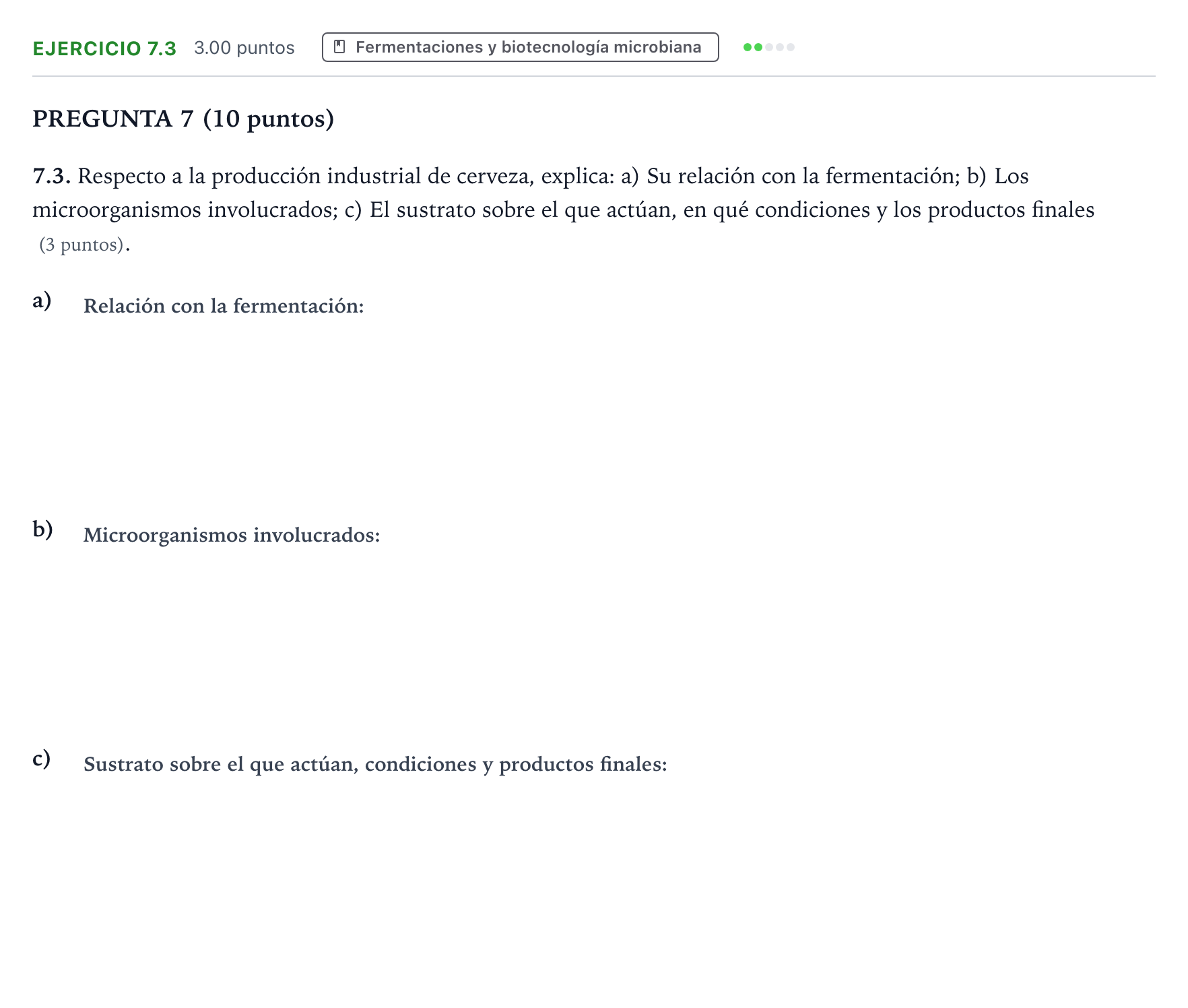 Enunciado: Ejercicio 7.3 - Fermentaciones · Biología PAU Valencia Extraordinaria 2021