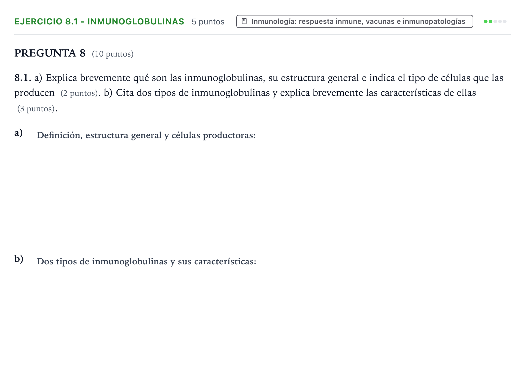 Enunciado: Ejercicio 8.1 - Inmunoglobulinas · Biología PAU Valencia Extraordinaria 2021