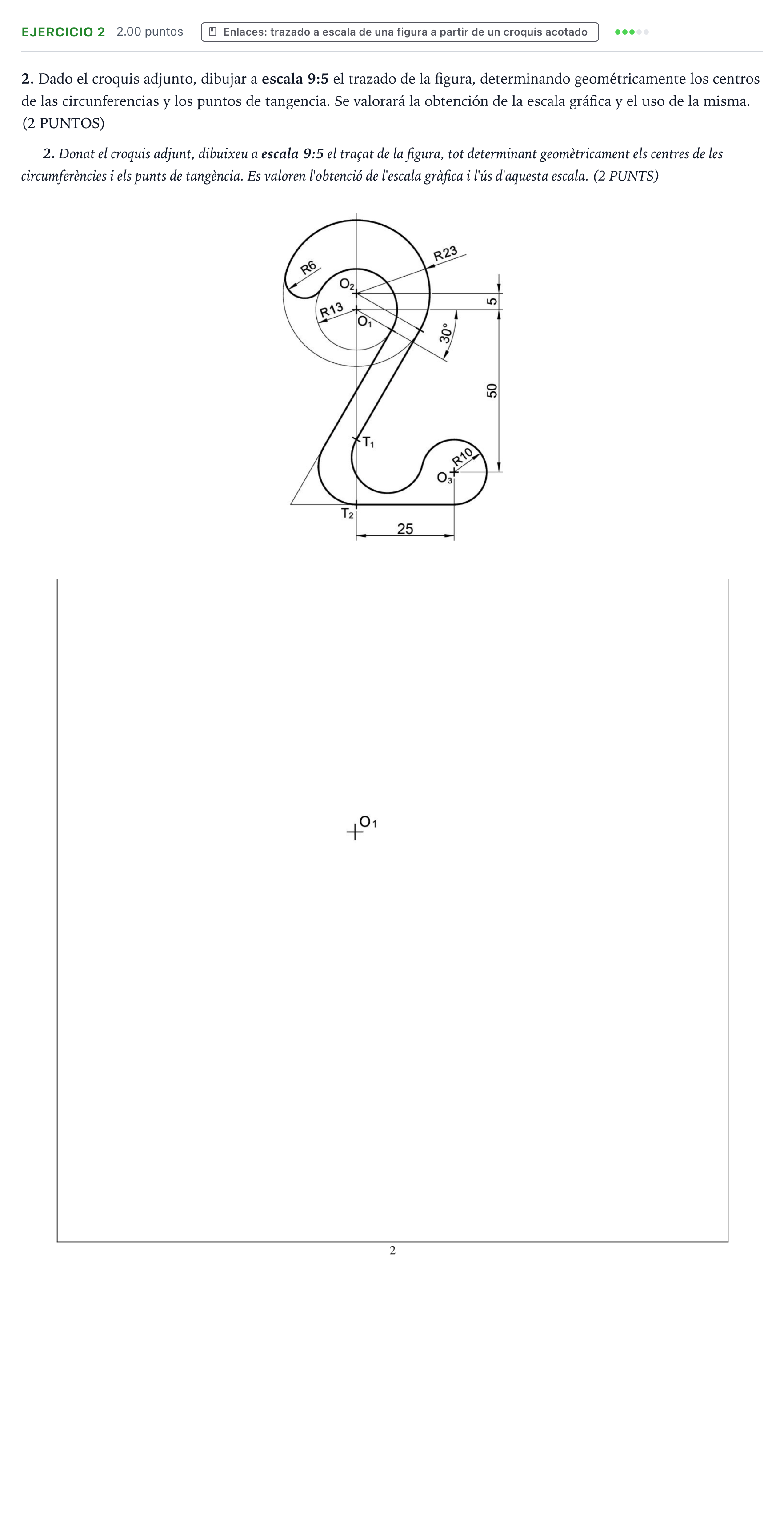 Enunciado: Problema 2 · Dibujo técnico II PAU Valencia Extraordinaria 2021