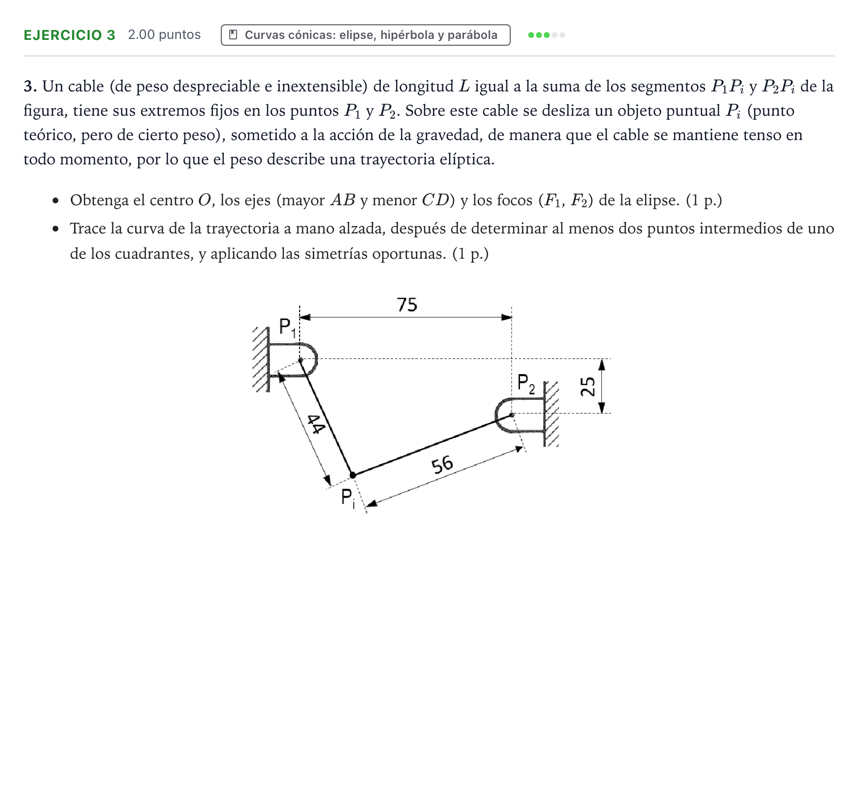 Enunciado: Problema 3 · Dibujo técnico II PAU Valencia Extraordinaria 2021