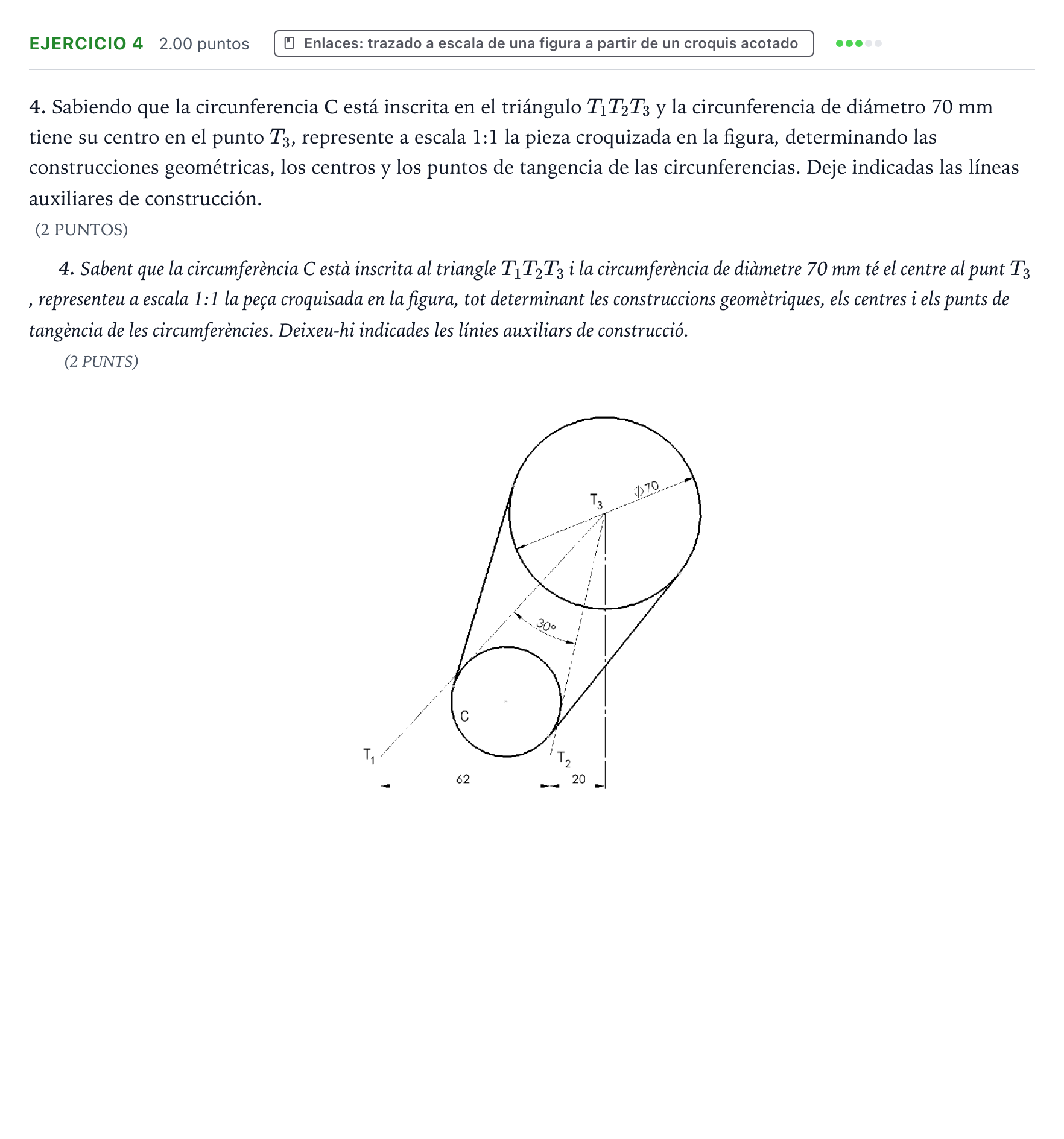 Enunciado: Problema 4 · Dibujo técnico II PAU Valencia Extraordinaria 2021
