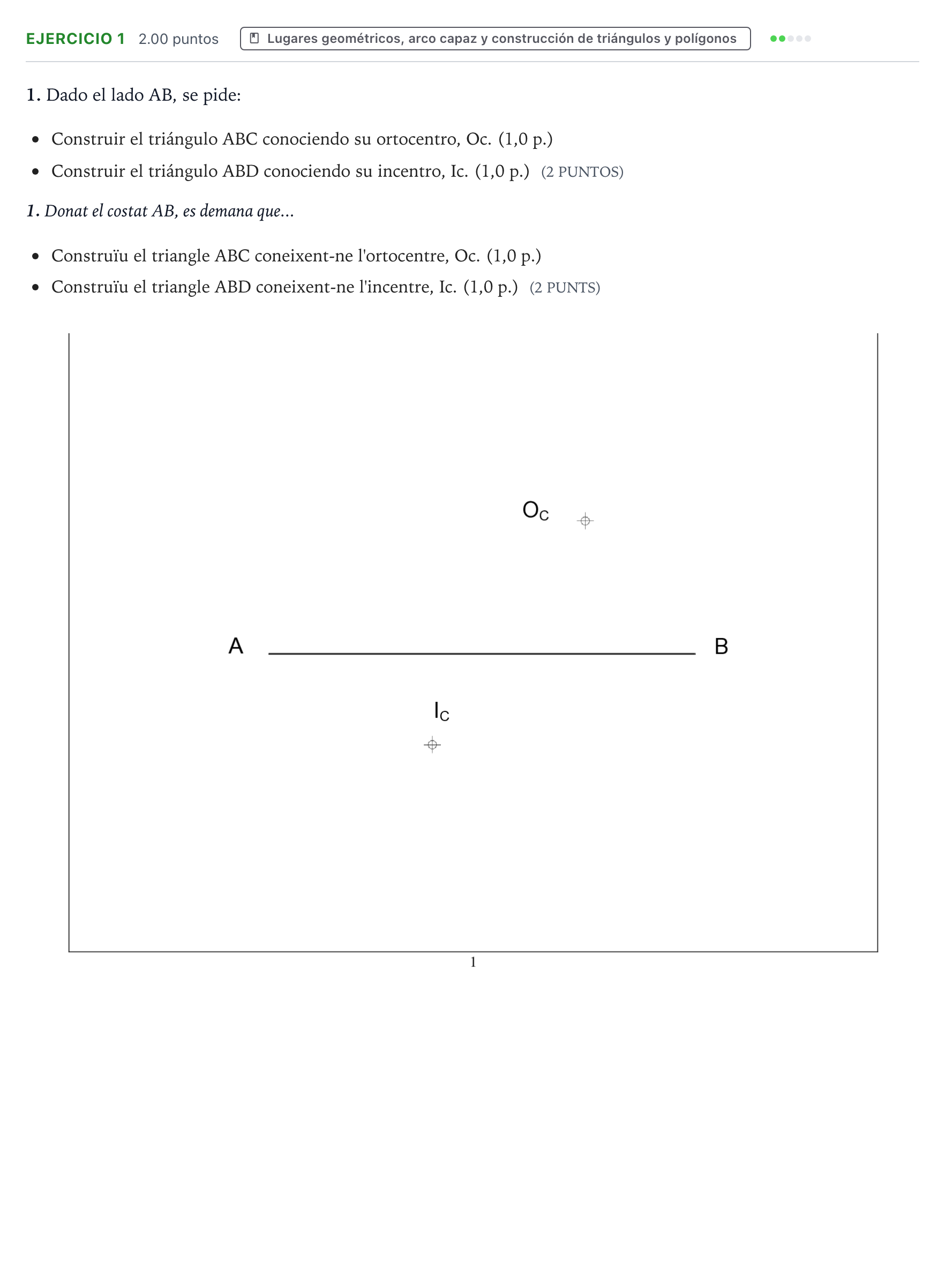 Enunciado: Problema 1 · Dibujo técnico II PAU Valencia Ordinaria 2021
