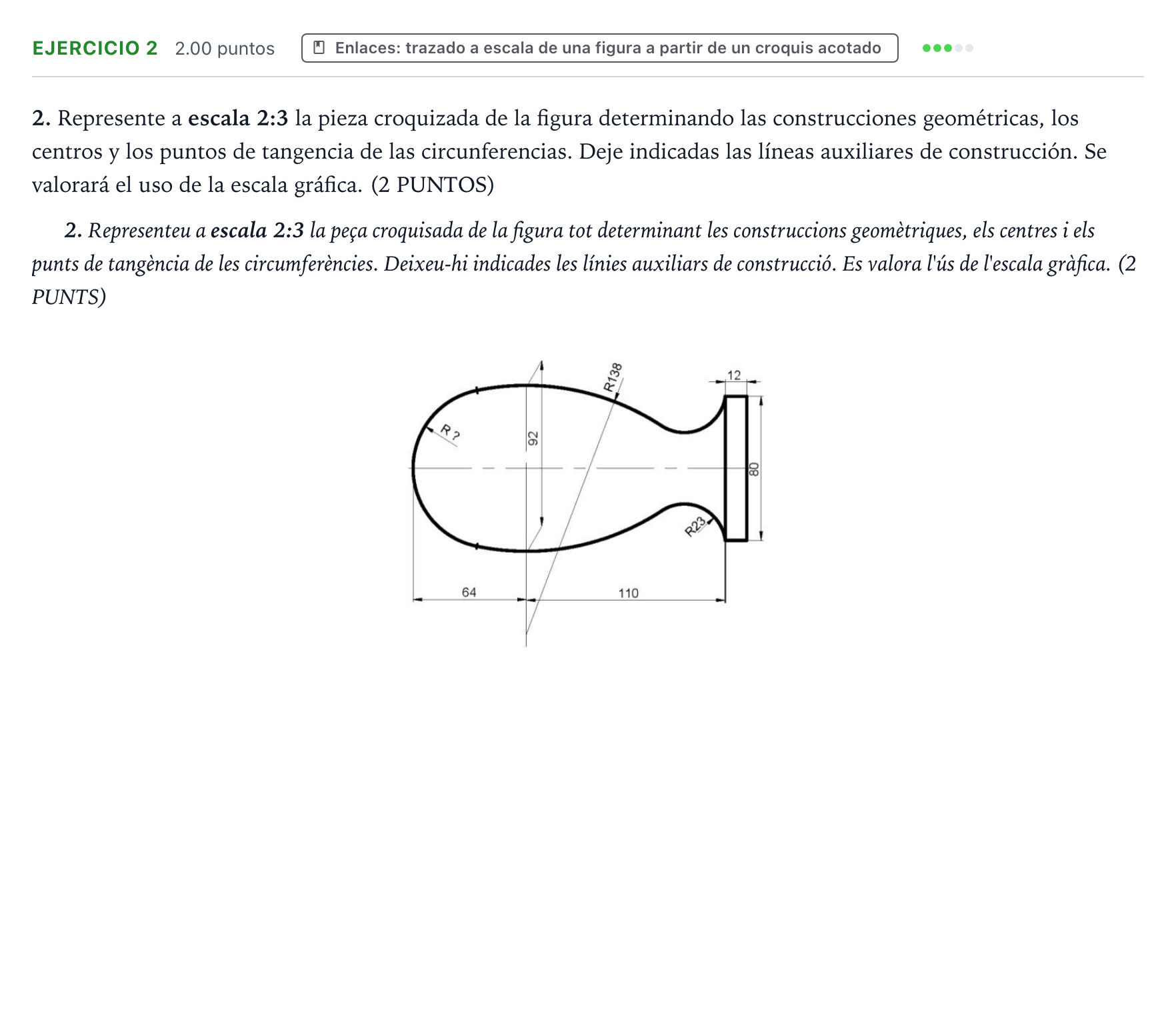 Enunciado: Problema 2 · Dibujo técnico II PAU Valencia Ordinaria 2021