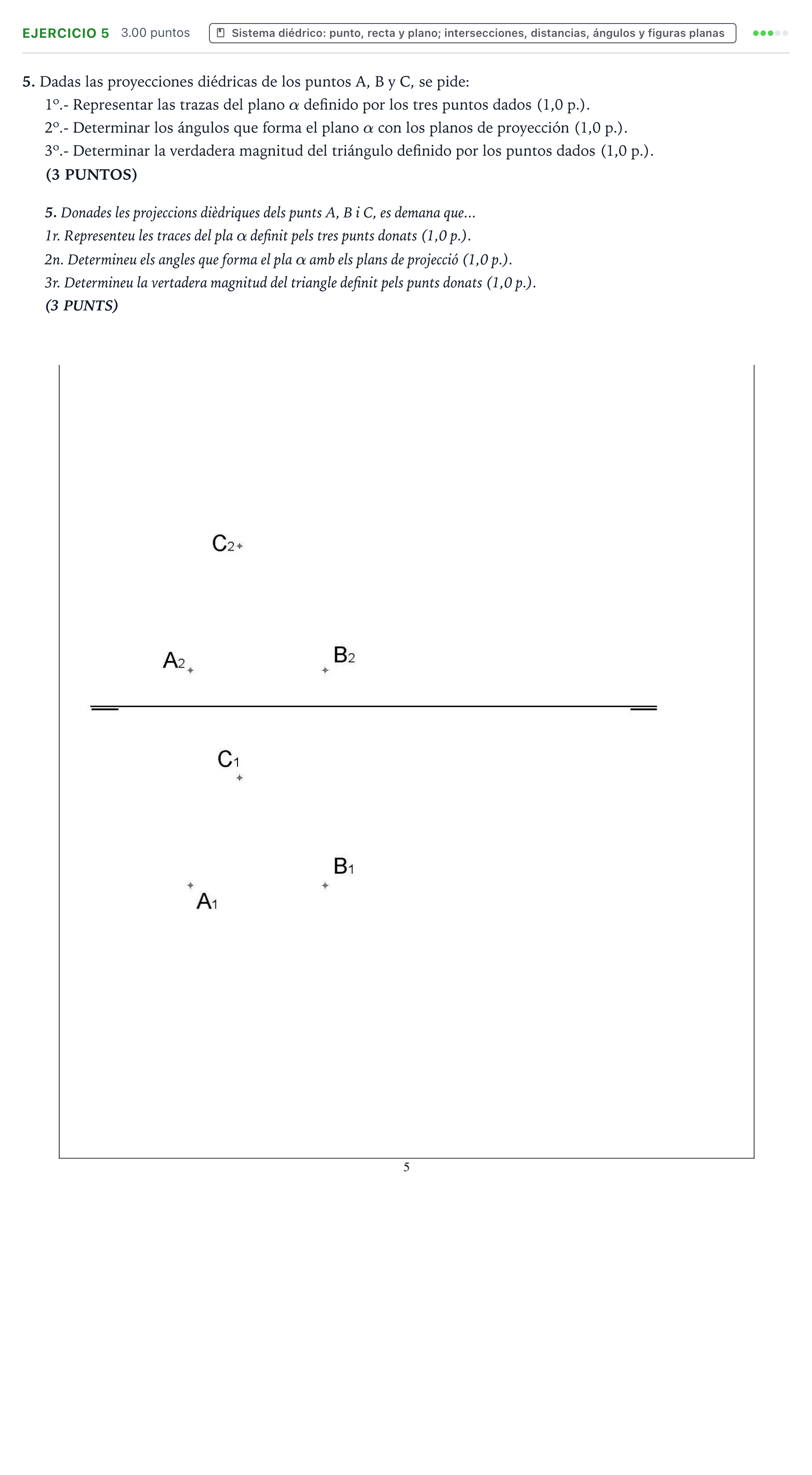 Enunciado: Problema 5 · Dibujo técnico II PAU Valencia Ordinaria 2021