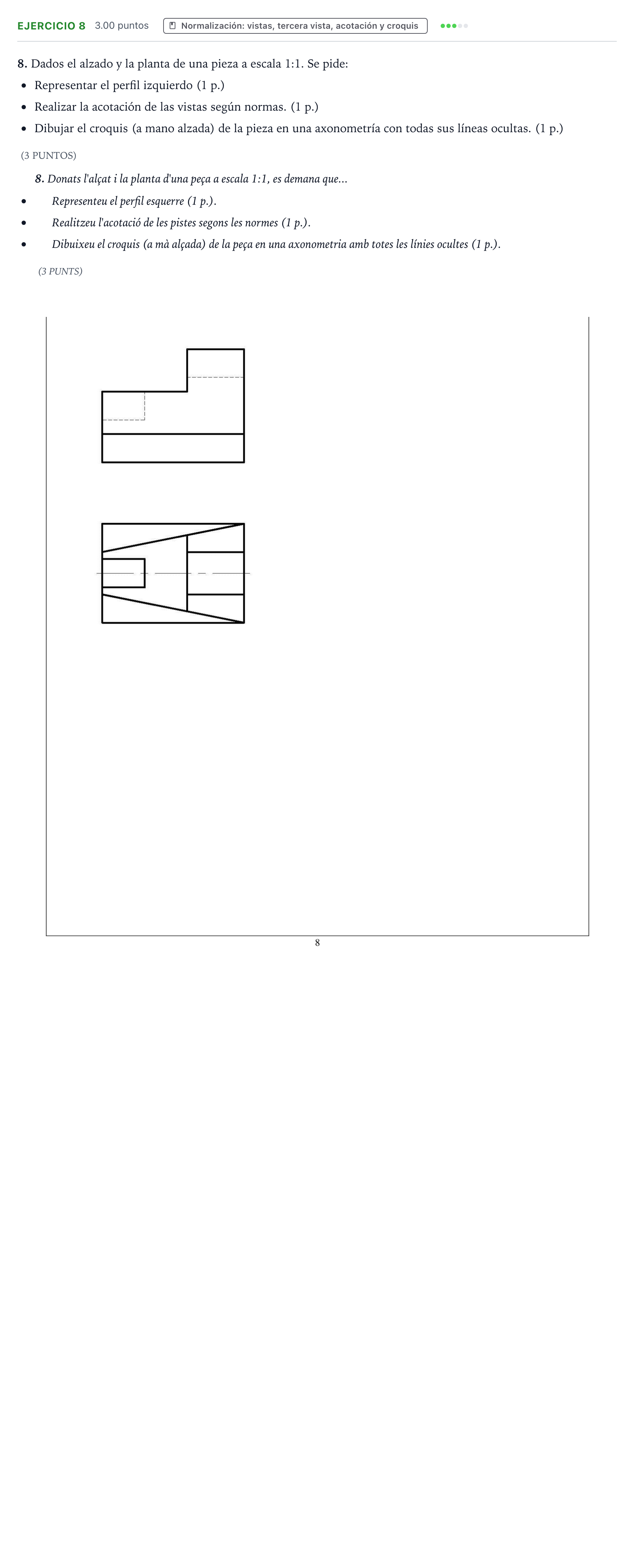 Enunciado: Problema 8 · Dibujo técnico II PAU Valencia Ordinaria 2021