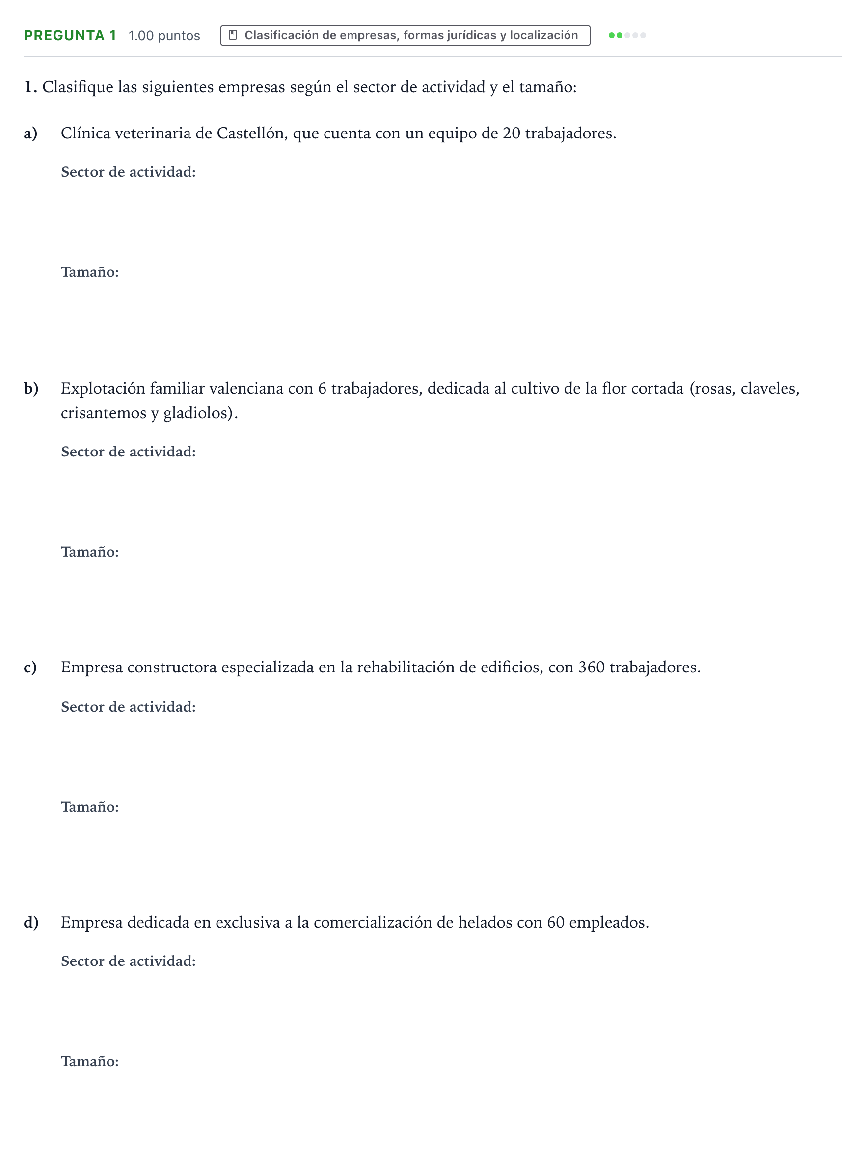 Enunciado: Pregunta 1 · Empresa y Diseño de Modelos de Negocio PAU Valencia Extraordinaria 2021