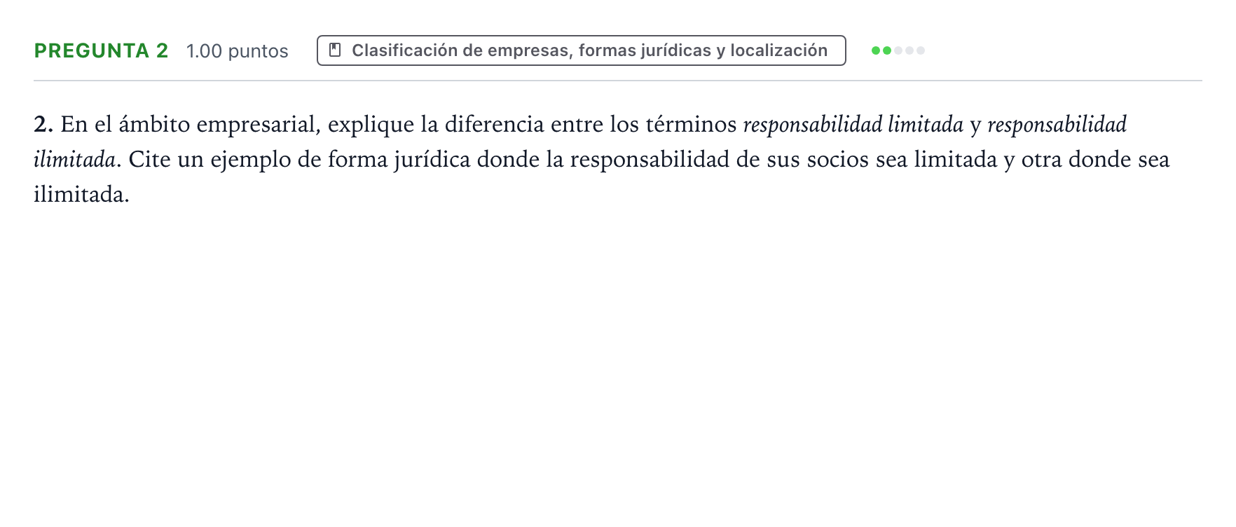 Enunciado: Pregunta 2 · Empresa y Diseño de Modelos de Negocio PAU Valencia Extraordinaria 2021