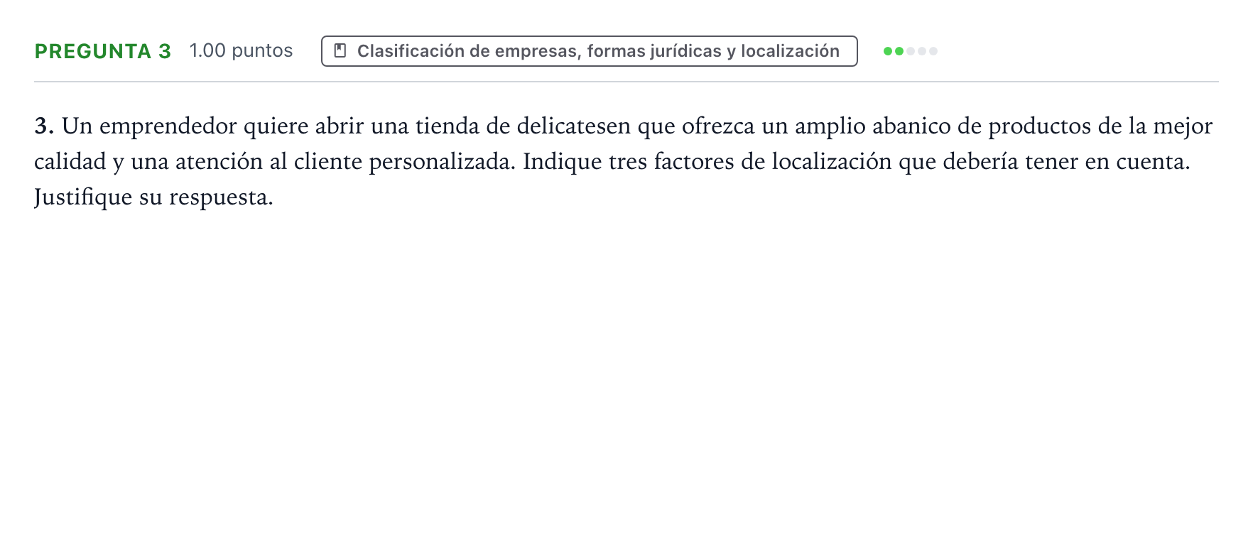 Enunciado: Pregunta 3 · Empresa y Diseño de Modelos de Negocio PAU Valencia Extraordinaria 2021
