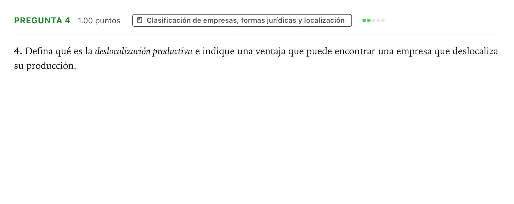 Enunciado: Pregunta 4 · Empresa y Diseño de Modelos de Negocio PAU Valencia Extraordinaria 2021