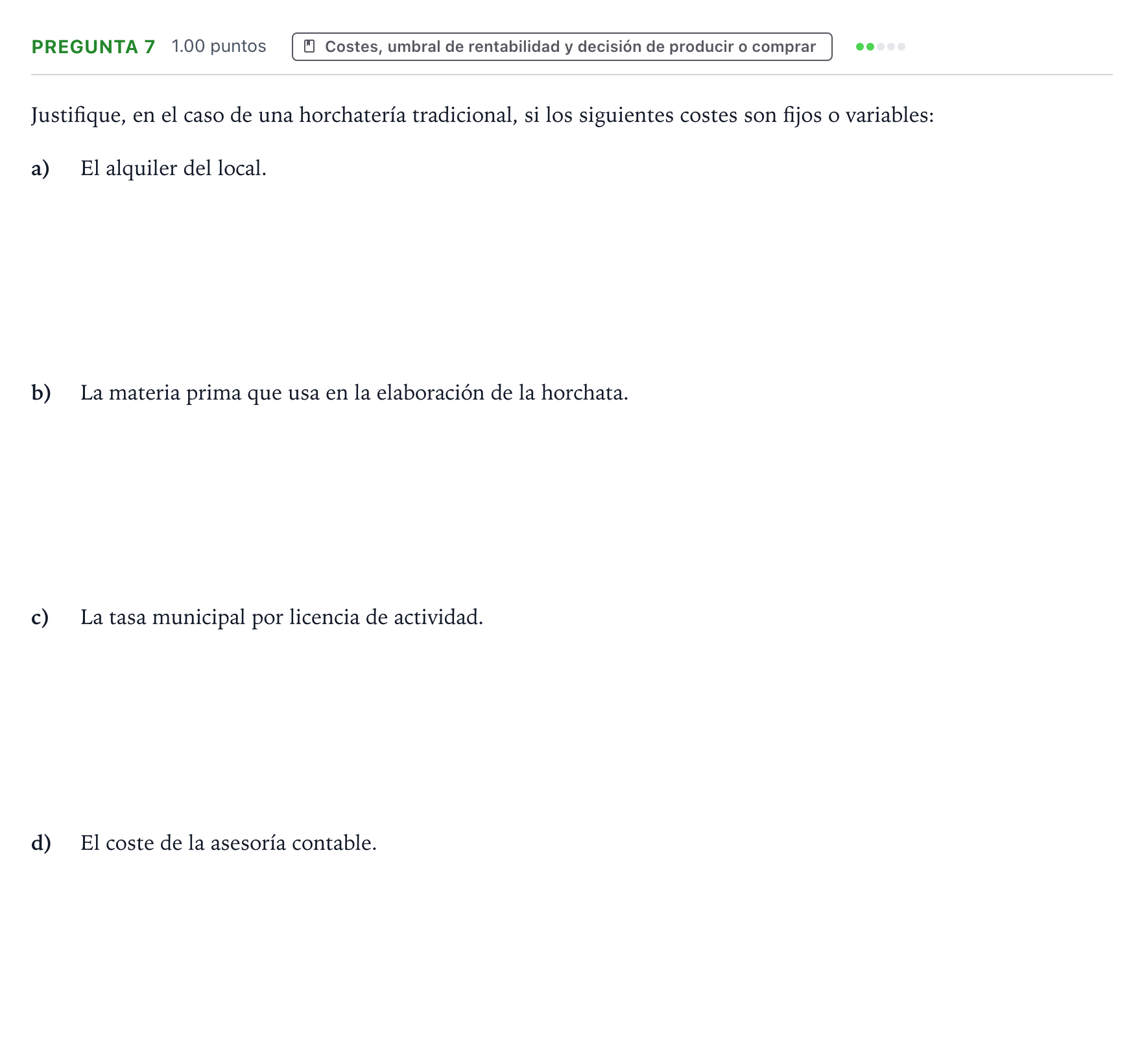 Enunciado: Pregunta 7 · Empresa y Diseño de Modelos de Negocio PAU Valencia Extraordinaria 2021
