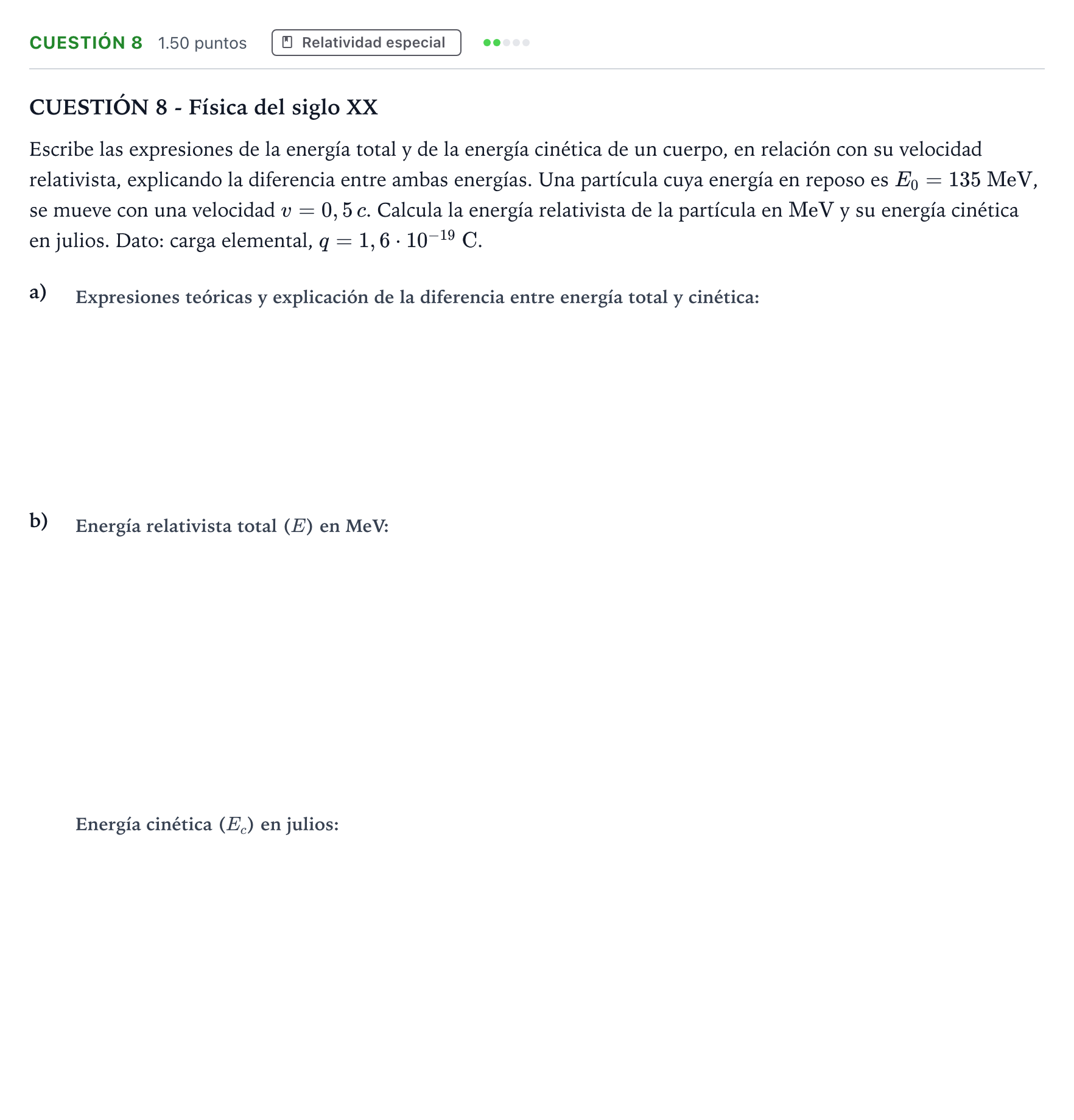 Enunciado: Cuestión 8 · Física PAU Valencia Extraordinaria 2021