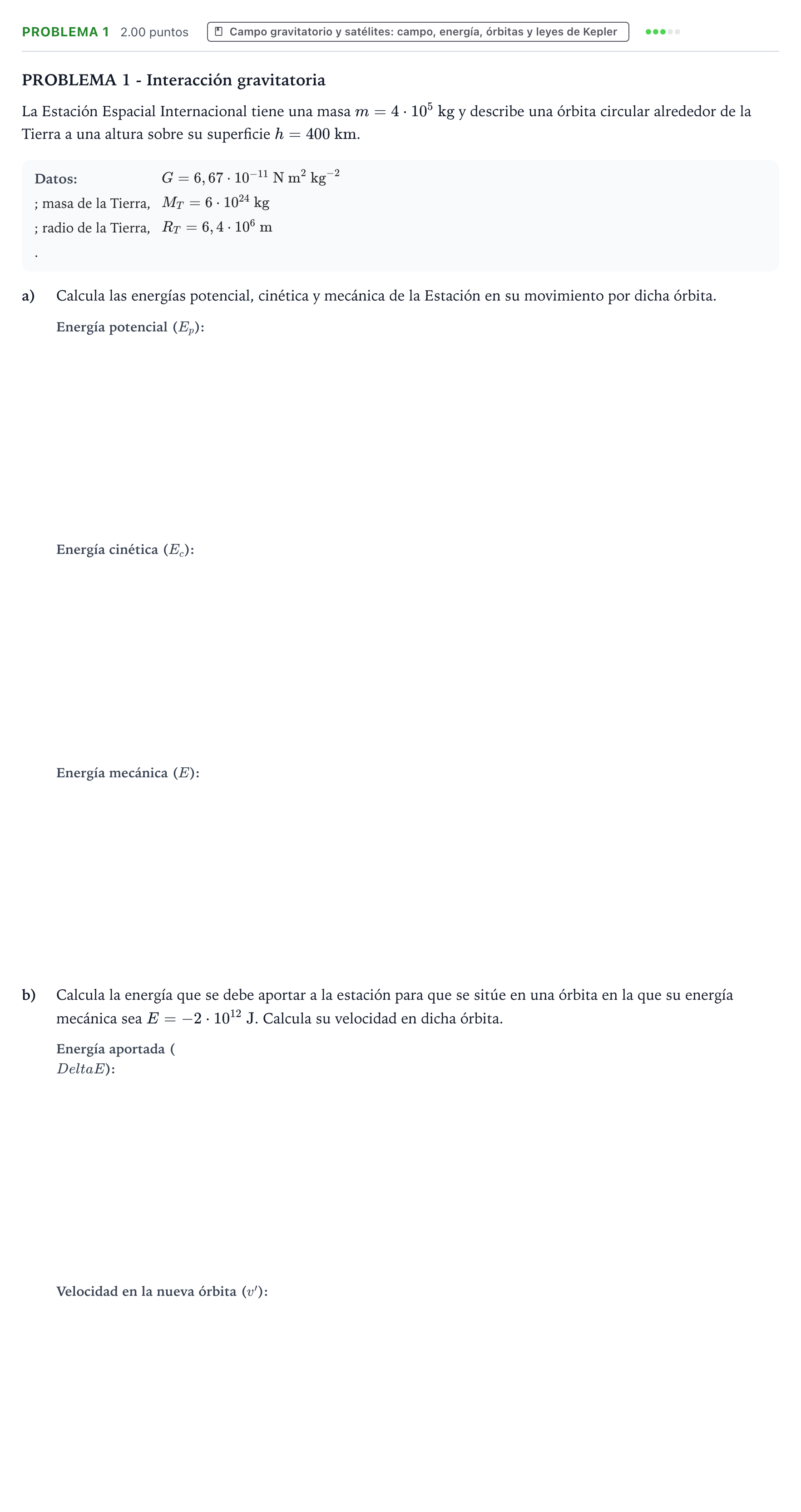 Enunciado: Problema 1 · Física PAU Valencia Extraordinaria 2021