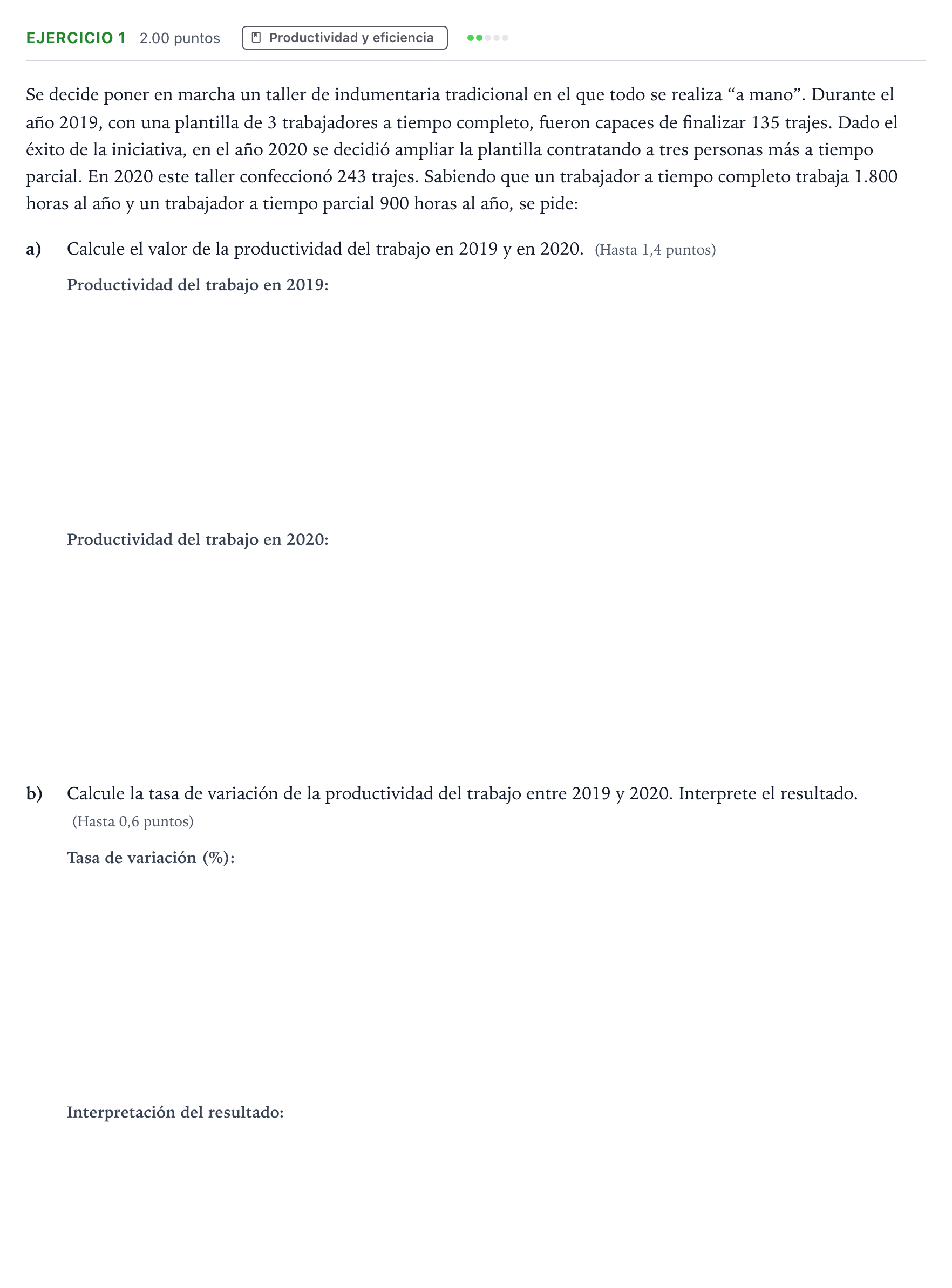 Enunciado: EJERCICIO 1 · Empresa y Diseño de Modelos de Negocio PAU Valencia Ordinaria 2021