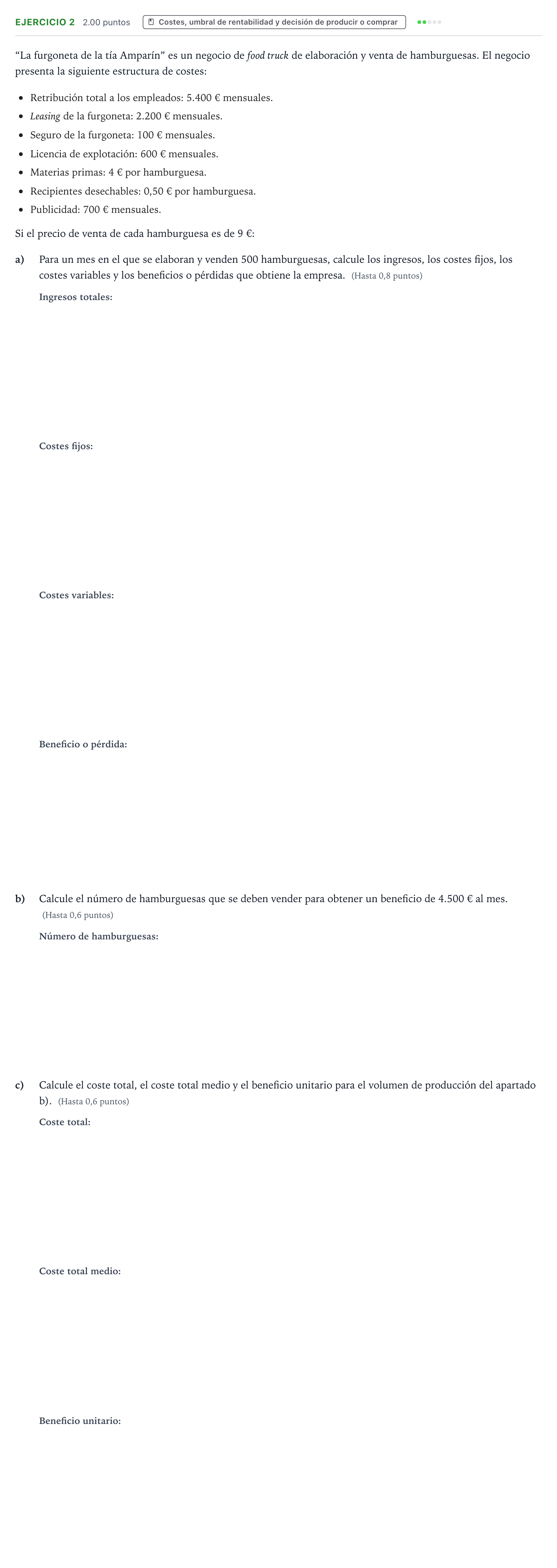 Enunciado: EJERCICIO 2 · Empresa y Diseño de Modelos de Negocio PAU Valencia Ordinaria 2021
