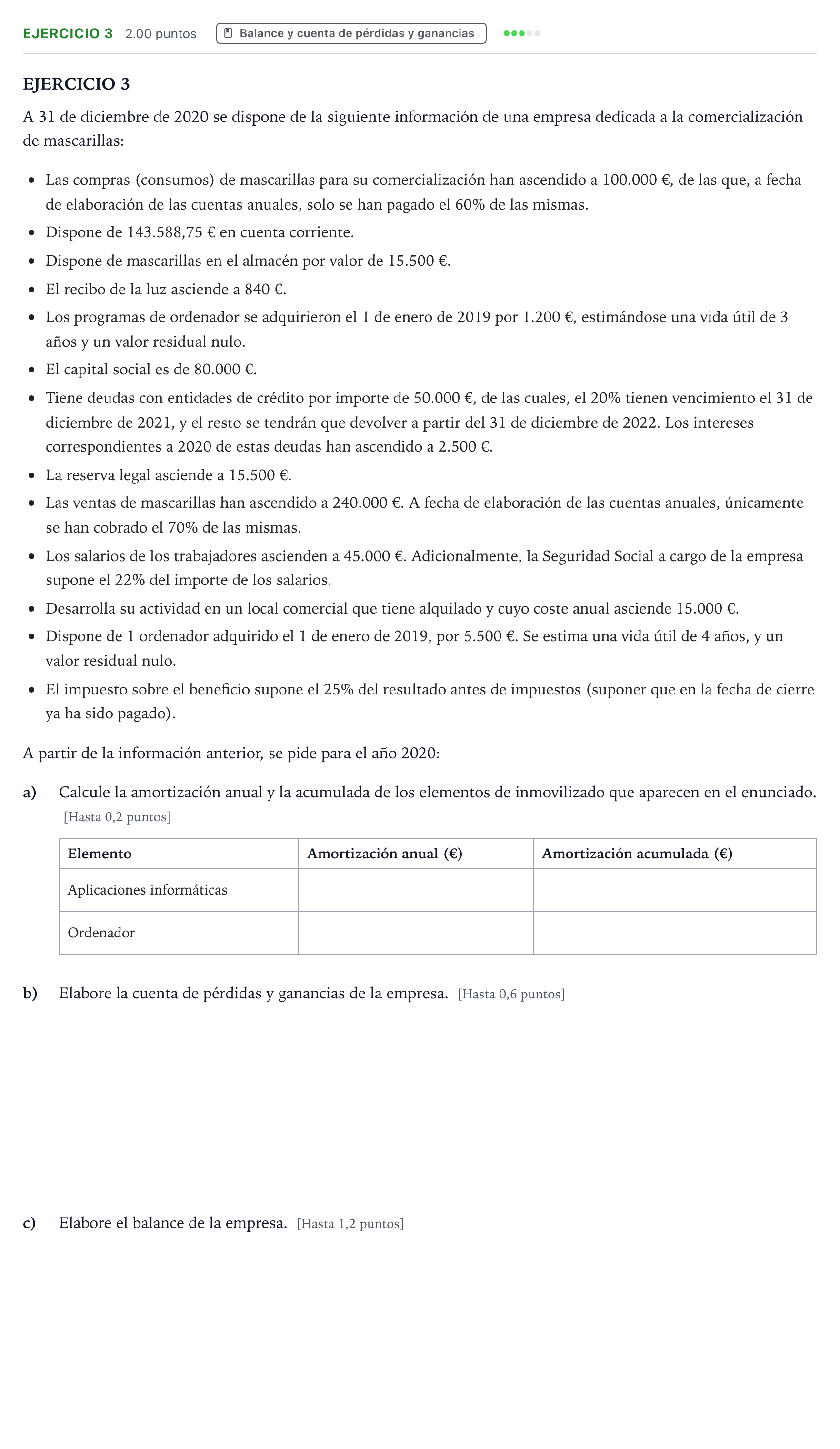Enunciado: EJERCICIO 3 · Empresa y Diseño de Modelos de Negocio PAU Valencia Ordinaria 2021