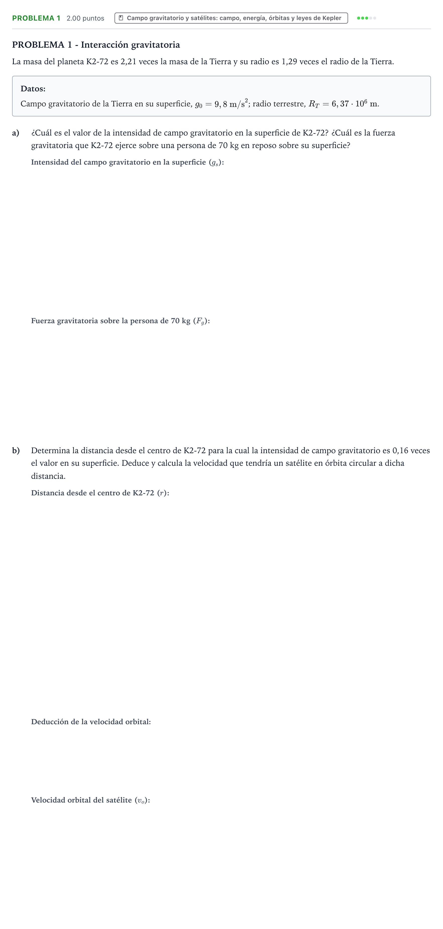 Enunciado: Problema 1 · Física PAU Valencia Ordinaria 2021
