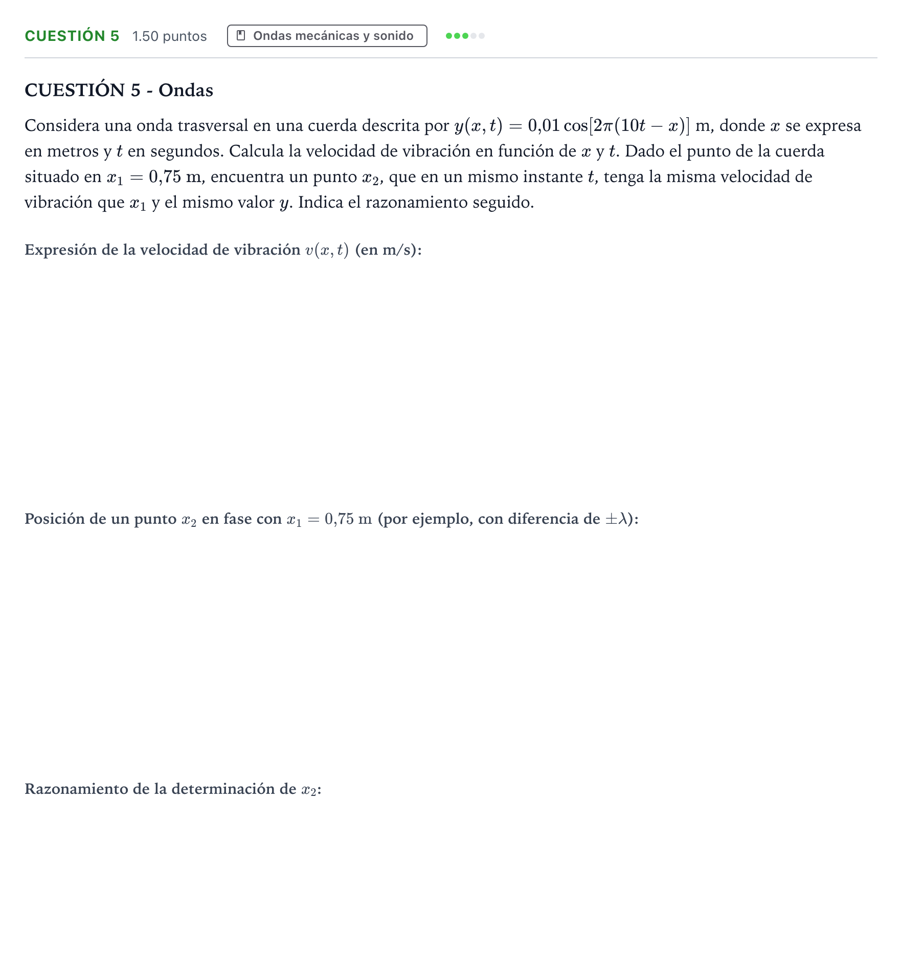 Enunciado: Cuestión 5 · Física PAU Valencia Ordinaria 2021