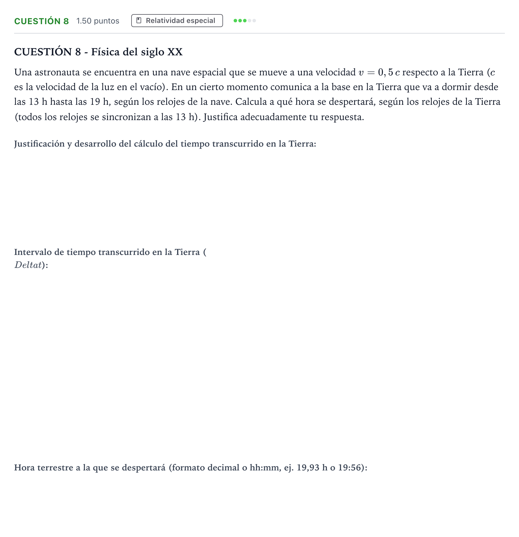 Enunciado: Cuestión 8 · Física PAU Valencia Ordinaria 2021