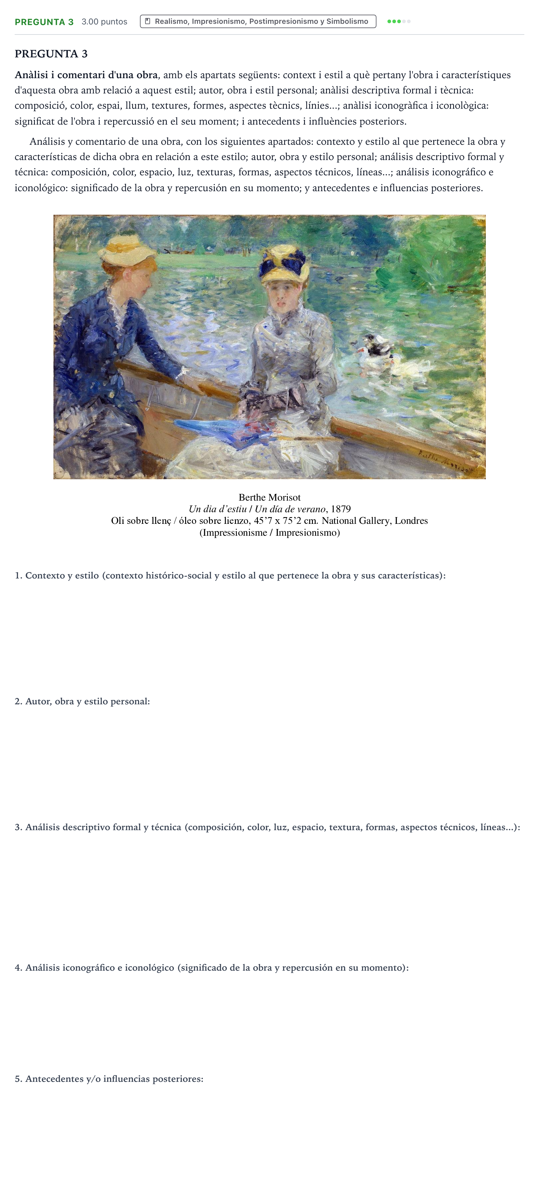 Enunciado: Pregunta 3 · Fundamentos Artísticos PAU Valencia Extraordinaria 2021