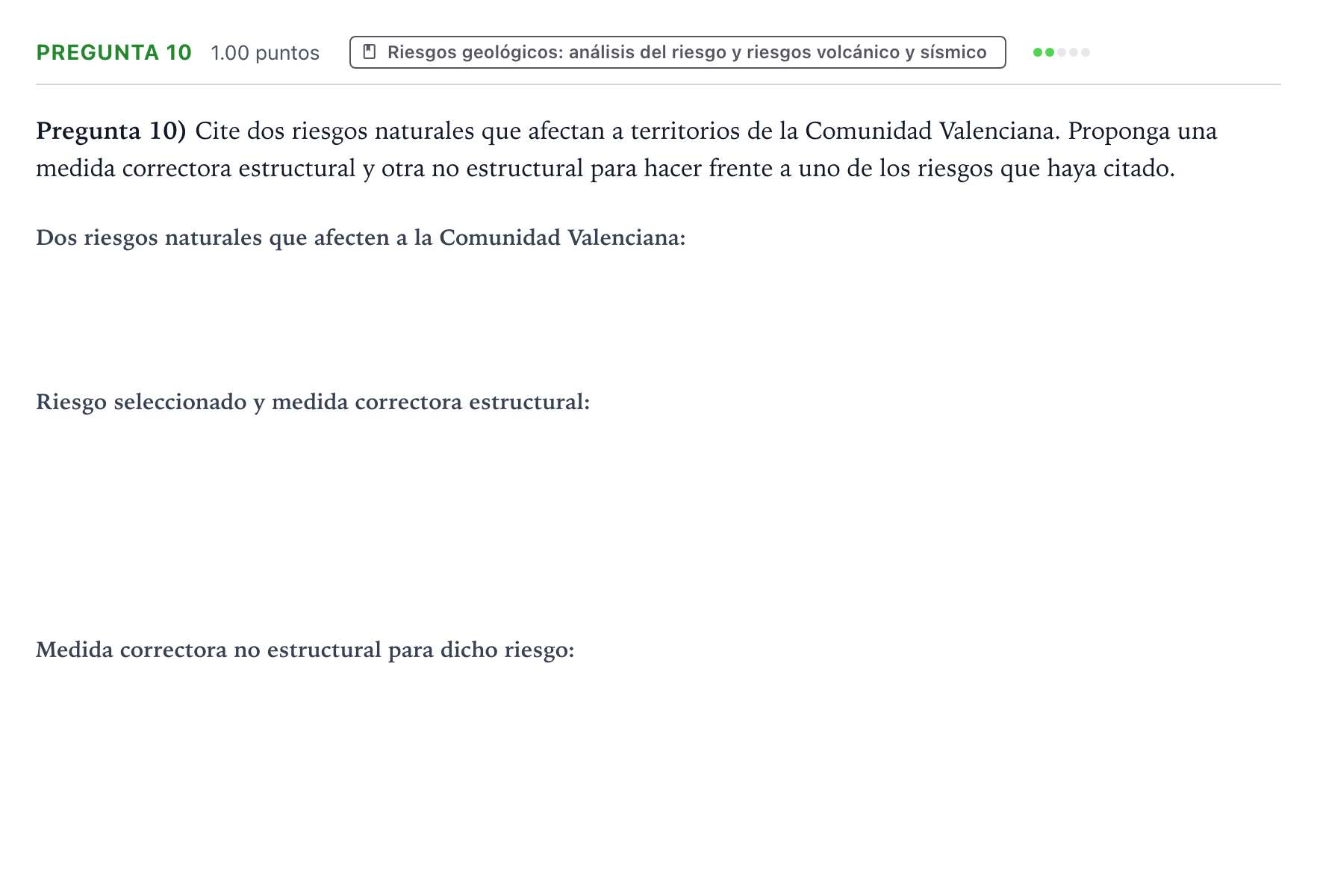 Enunciado: Pregunta 10 · Geología y Ciencias Ambientales PAU Valencia Extraordinaria 2021