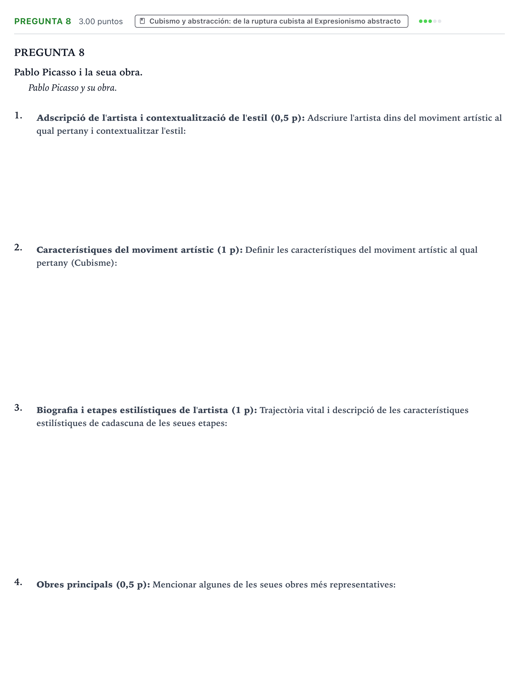 Enunciado: Pregunta 8 · Fundamentos Artísticos PAU Valencia Ordinaria 2021