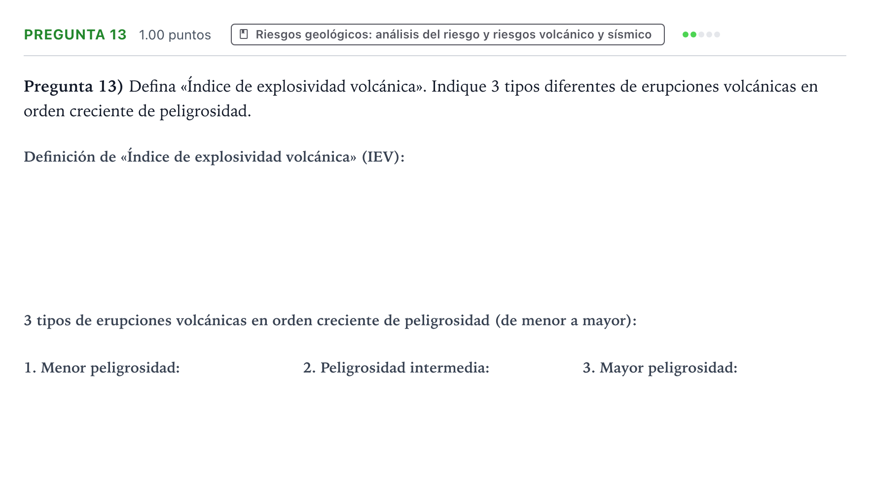 Enunciado: Pregunta 13 · Geología y Ciencias Ambientales PAU Valencia Ordinaria 2021