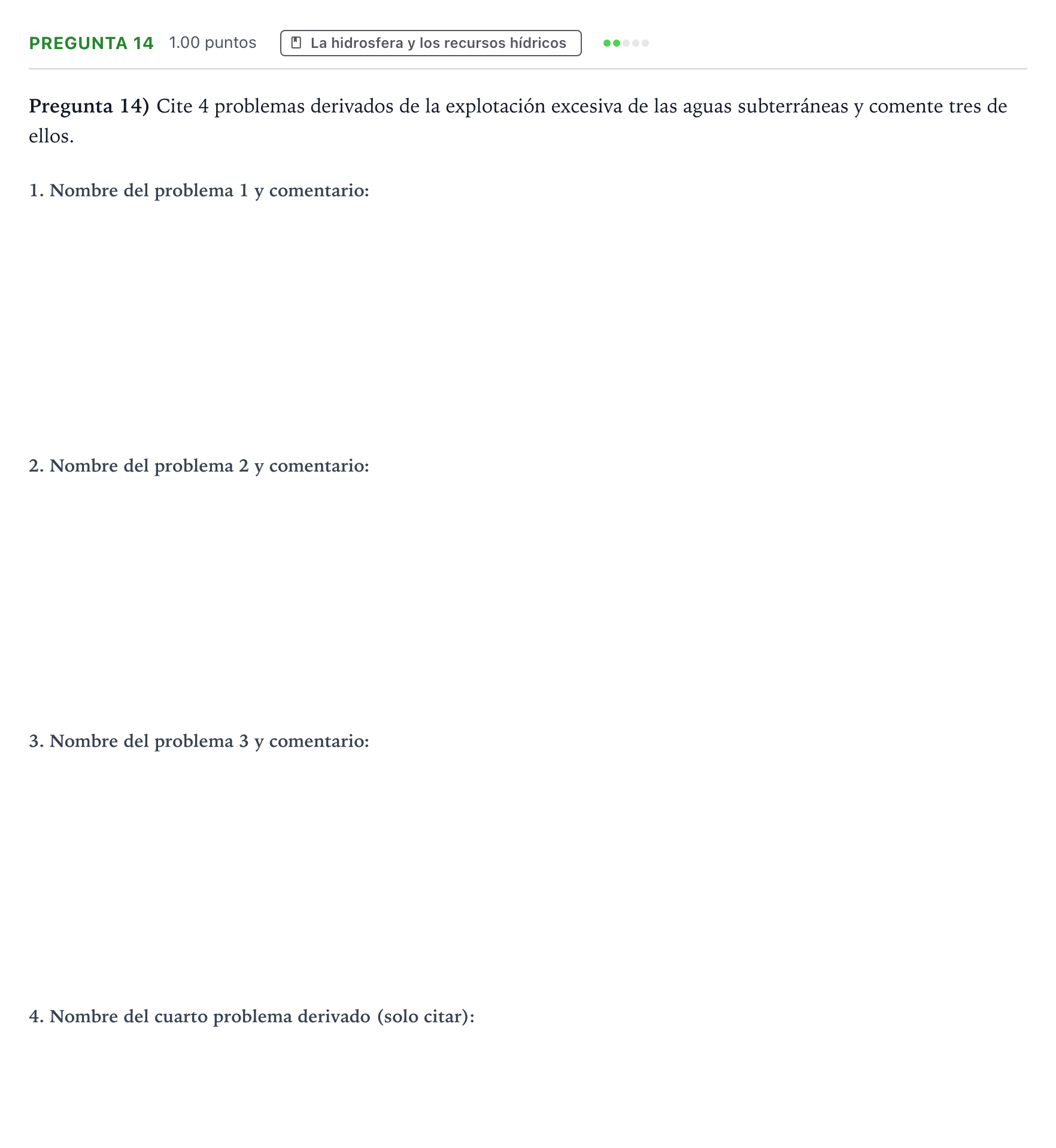 Enunciado: Pregunta 14 · Geología y Ciencias Ambientales PAU Valencia Ordinaria 2021