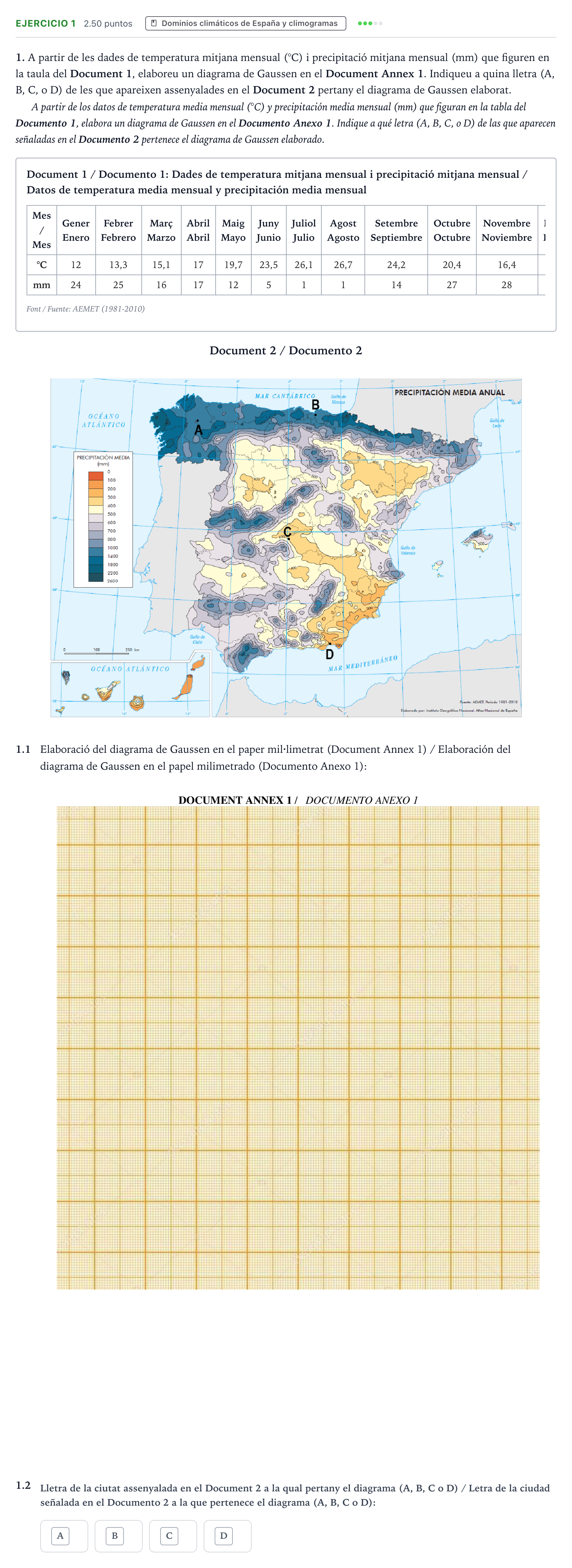 Enunciado: Problema 1 · Geografía PAU Valencia Ordinaria 2021