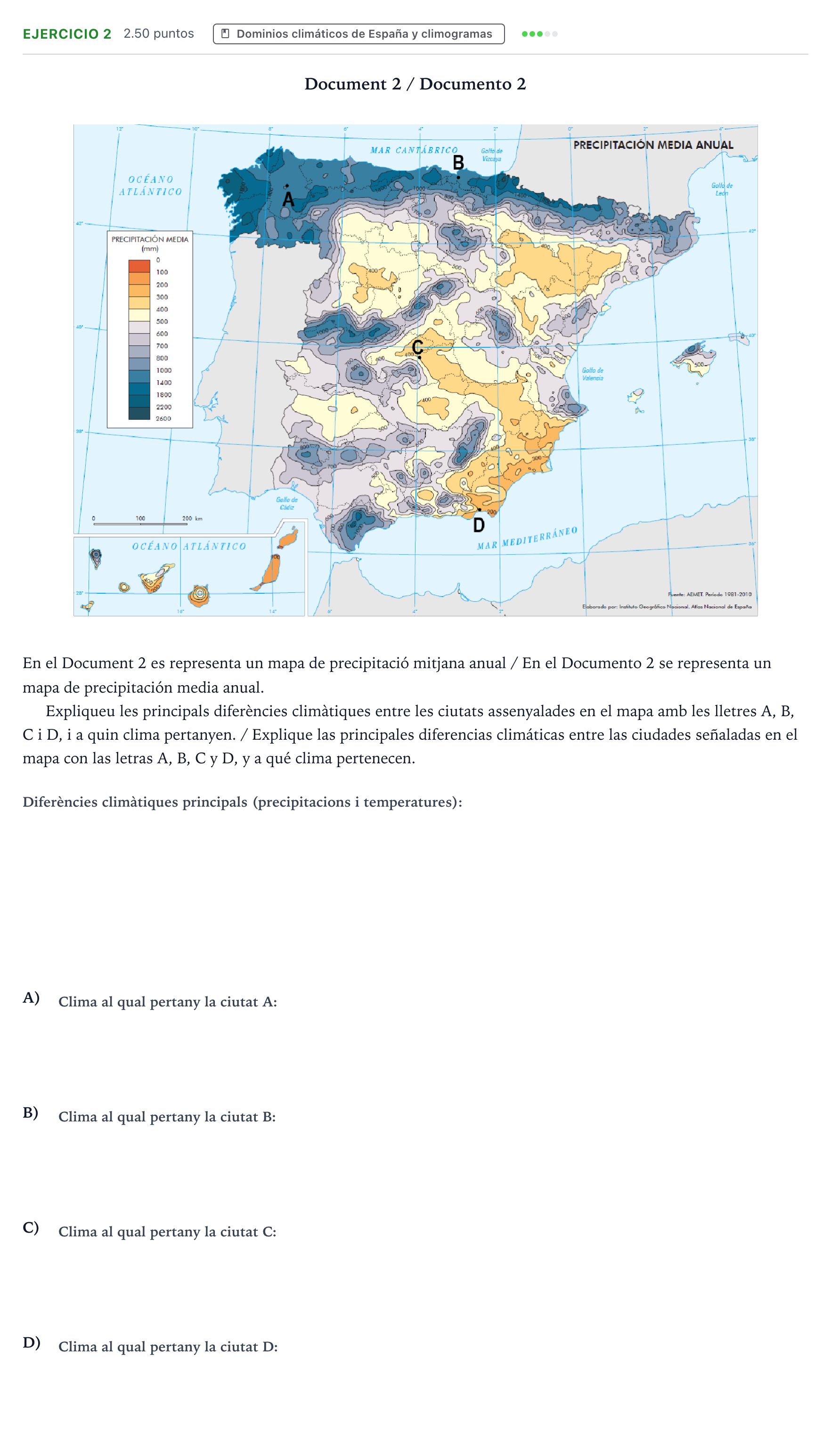 Enunciado: Problema 2 · Geografía PAU Valencia Ordinaria 2021