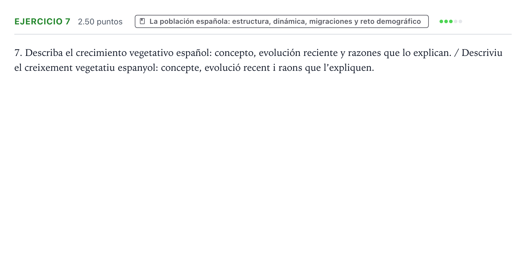Enunciado: Problema 7 · Geografía PAU Valencia Ordinaria 2021