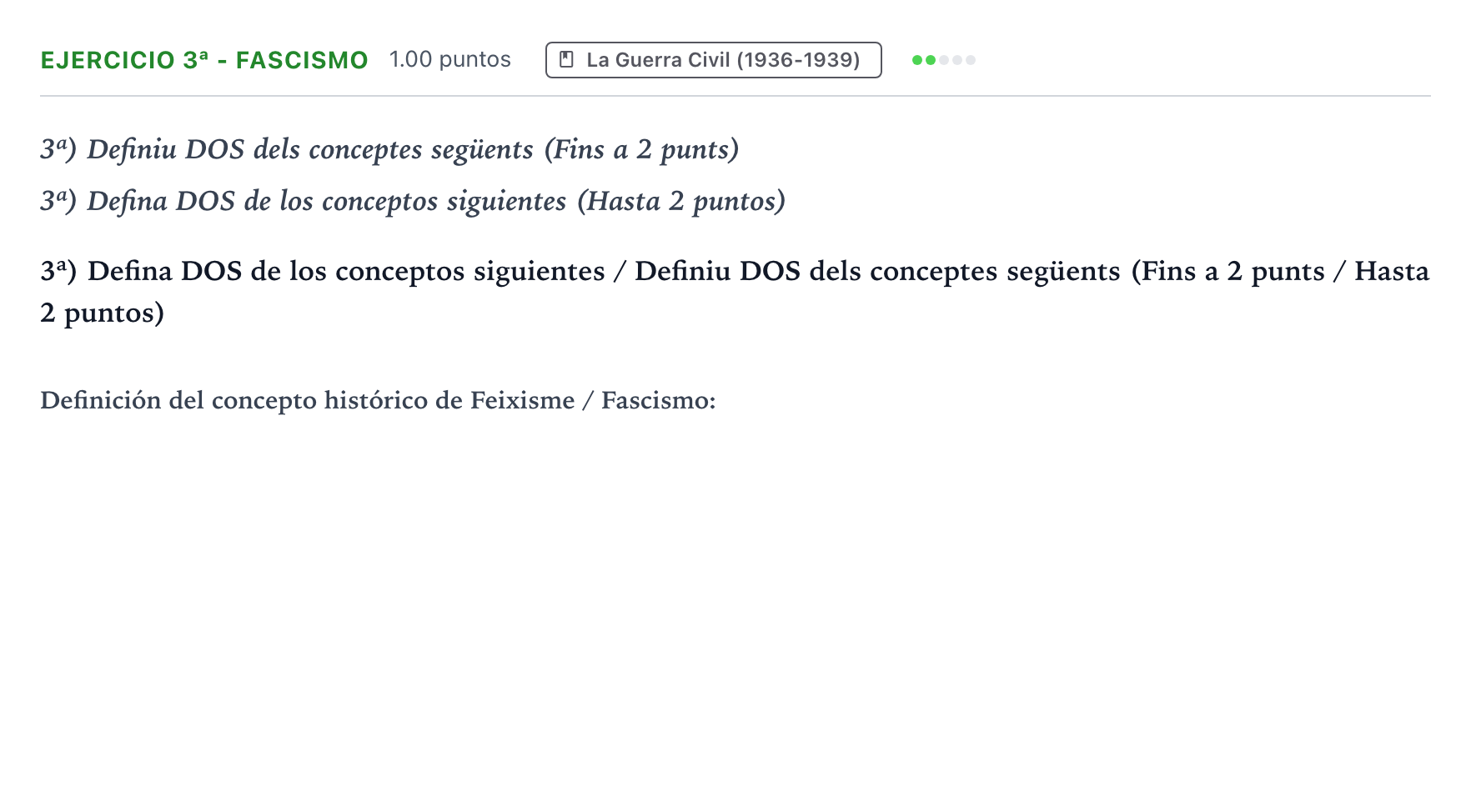 Enunciado: Ejercicio 3ª - Fascismo · Historia de España PAU Valencia Extraordinaria 2021