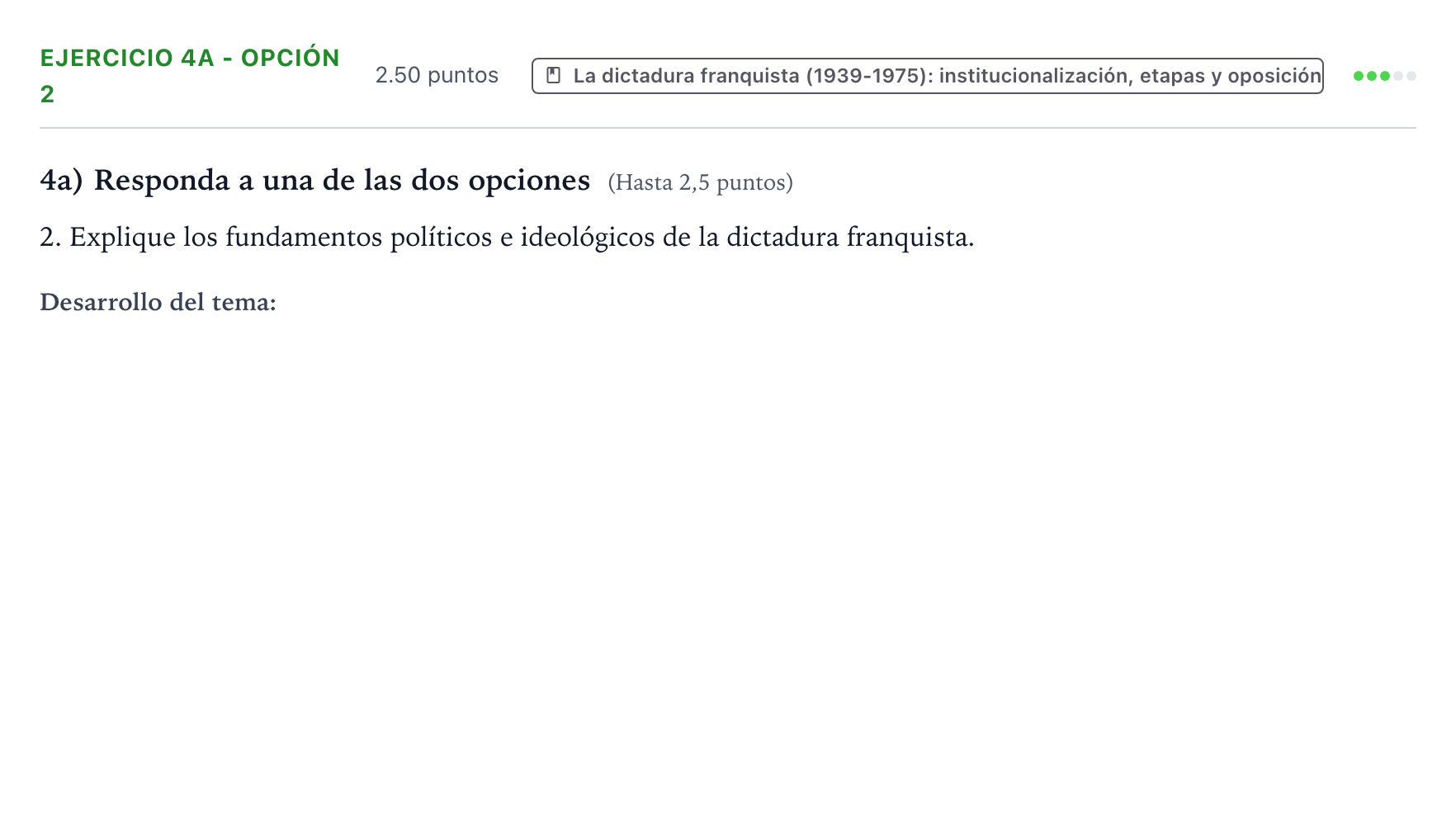 Enunciado: Ejercicio 4a - Opción 2 · Historia de España PAU Valencia Extraordinaria 2021