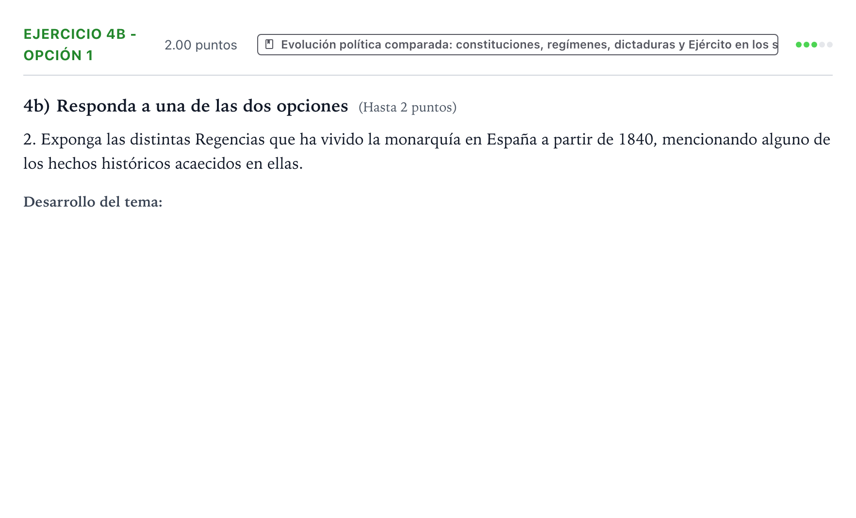 Enunciado: Ejercicio 4b - Opción 1 · Historia de España PAU Valencia Extraordinaria 2021