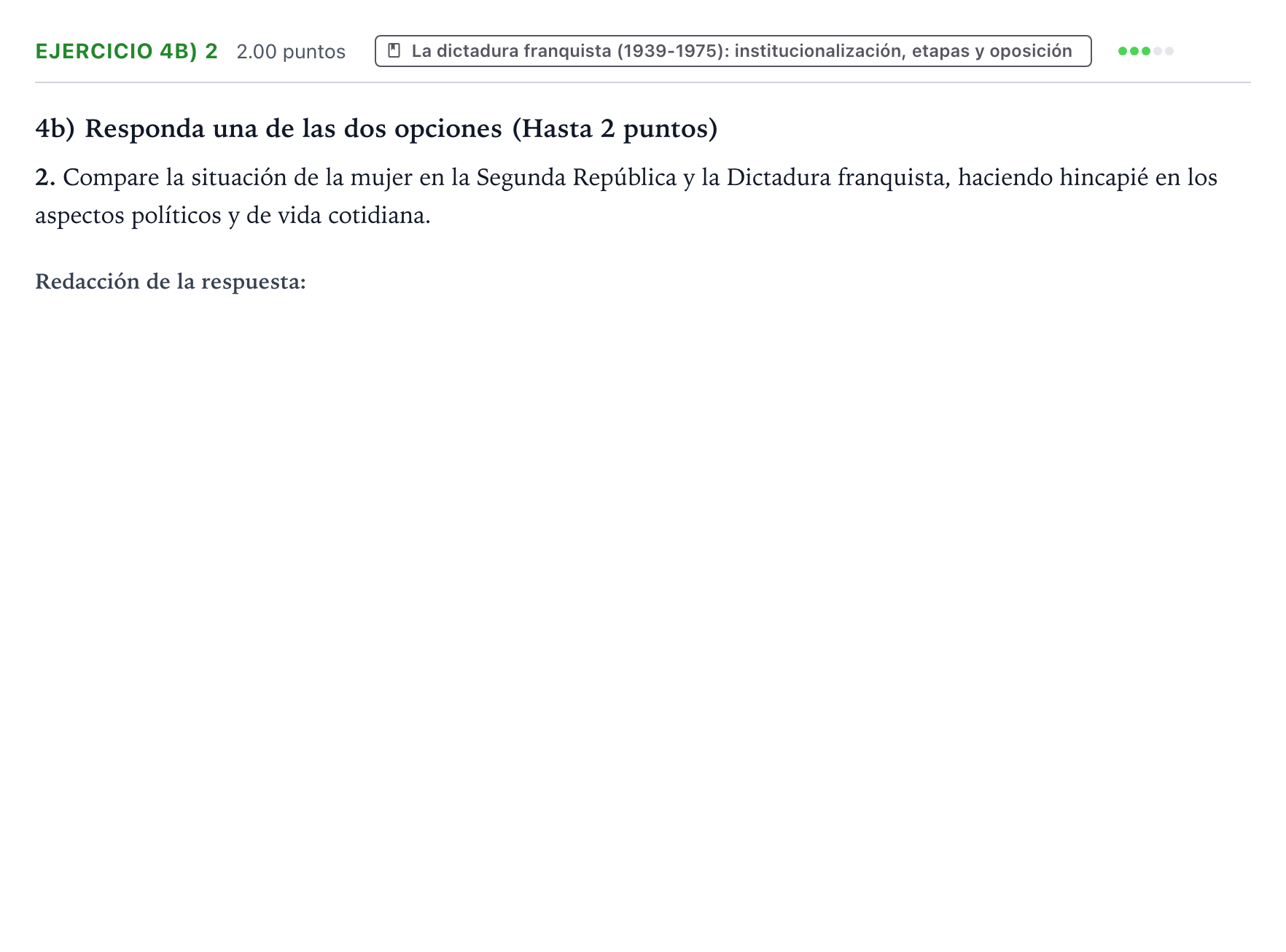 Enunciado: Ejercicio 4b) 2 · Historia de España PAU Valencia Ordinaria 2021