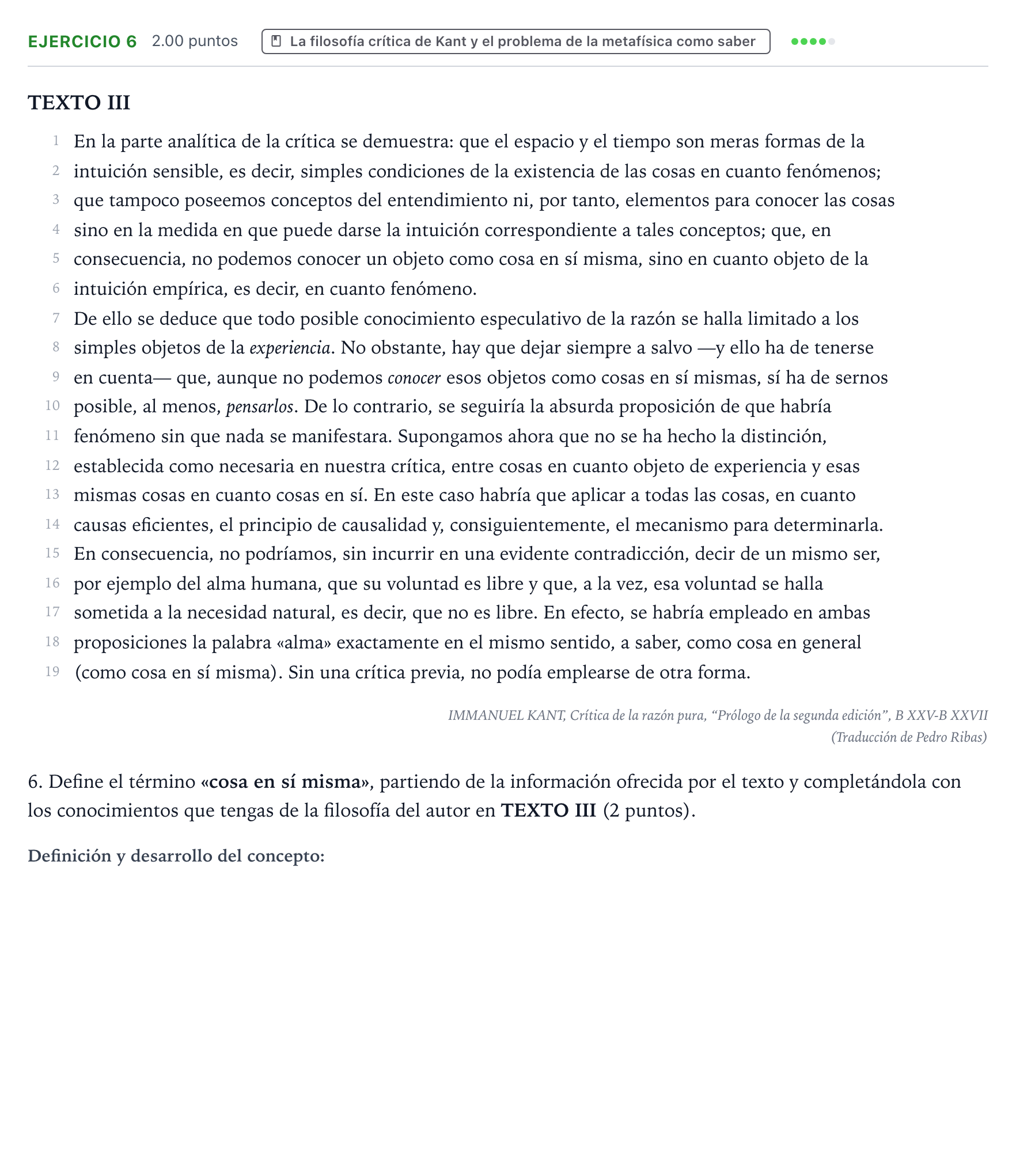 Enunciado: Problema 6 · Historia de la Filosofía PAU Valencia Extraordinaria 2021