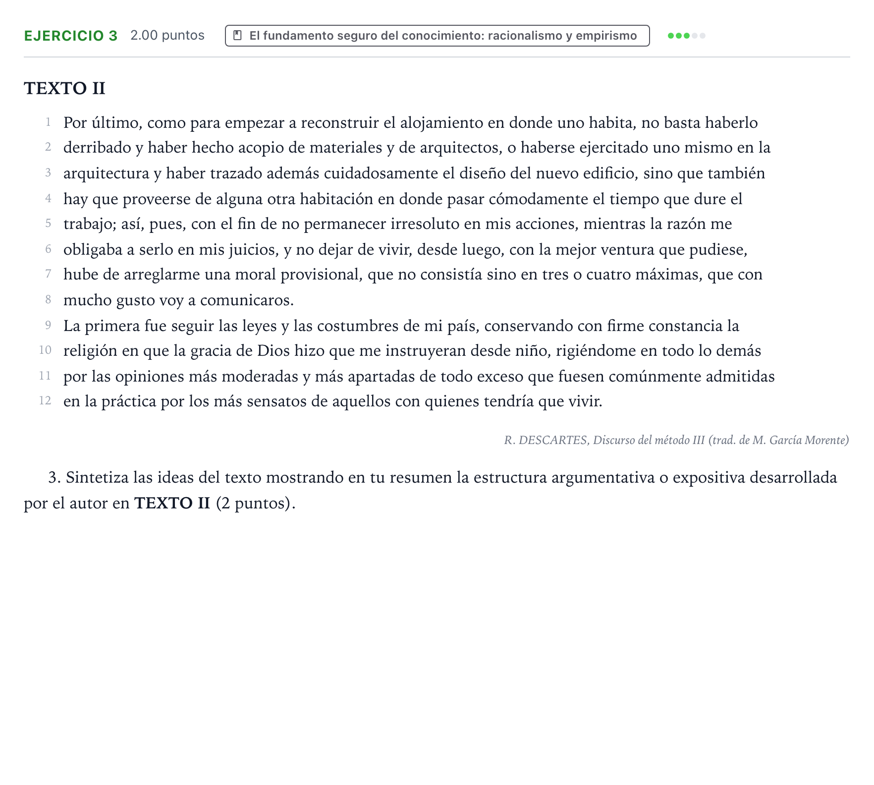 Enunciado: Problema 3 · Historia de la Filosofía PAU Valencia Ordinaria 2021