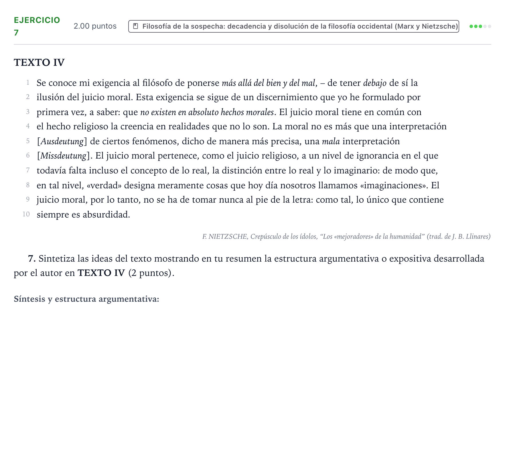 Enunciado: Problema 7 · Historia de la Filosofía PAU Valencia Ordinaria 2021