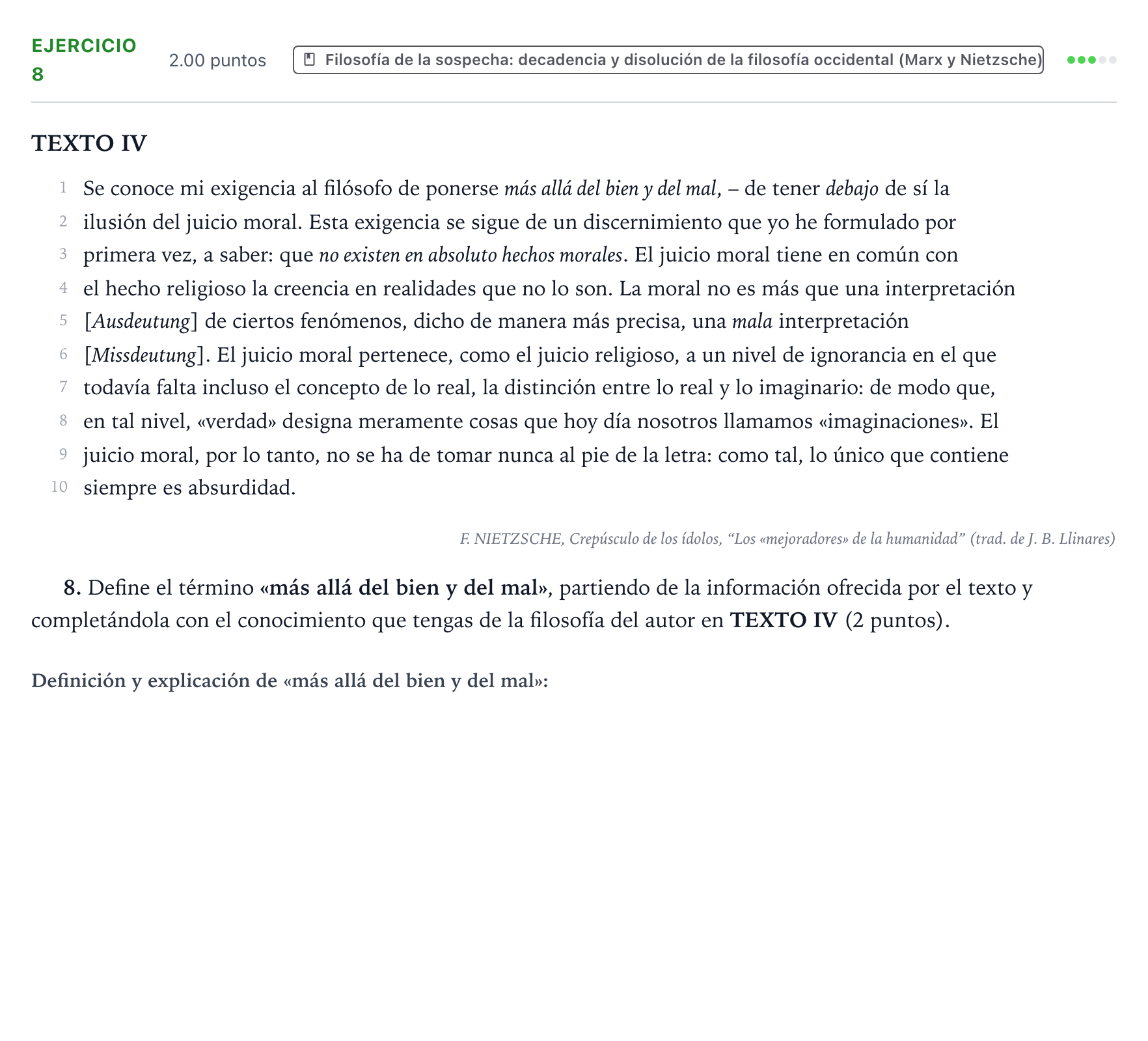 Enunciado: Problema 8 · Historia de la Filosofía PAU Valencia Ordinaria 2021