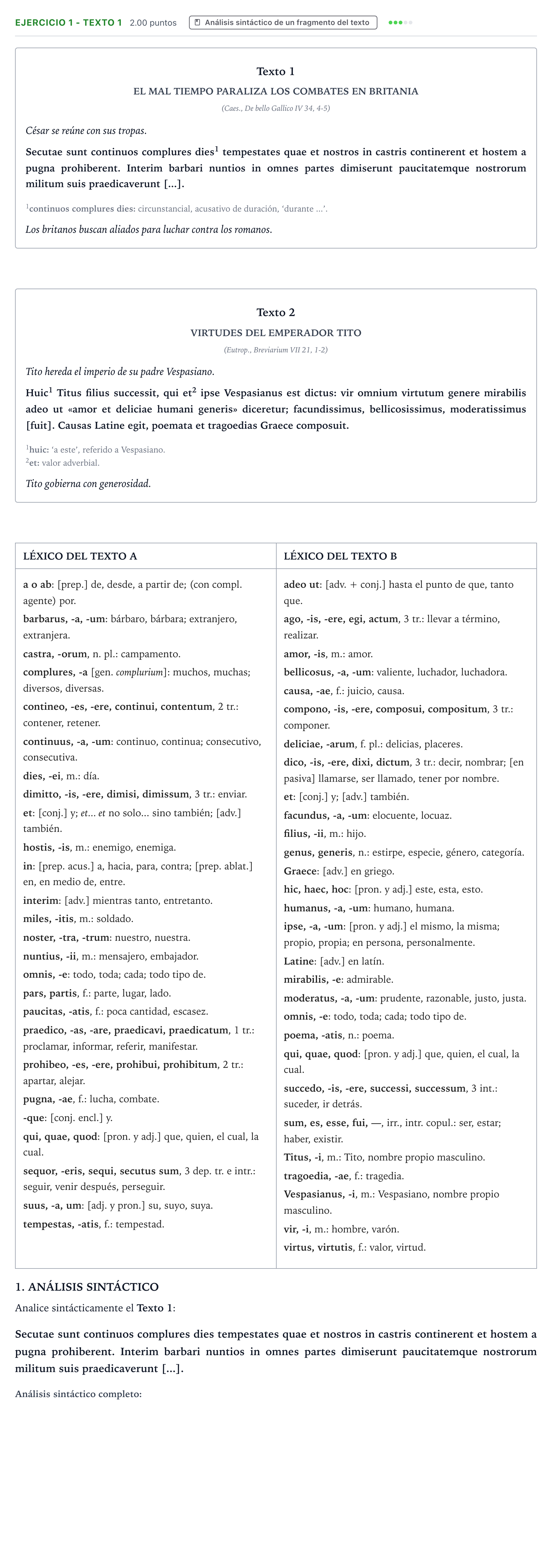 Enunciado: Ejercicio 1 - Texto 1 · Latín II PAU Valencia Extraordinaria 2021